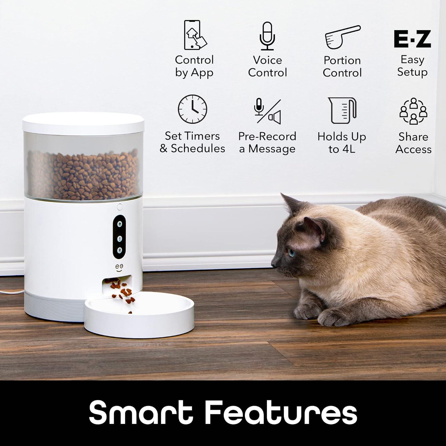 HOM Smart Pet Feeder - Automatic Cat Feeder and Dog Feeder with Portion Control and Programmable Feeding Time (4L)