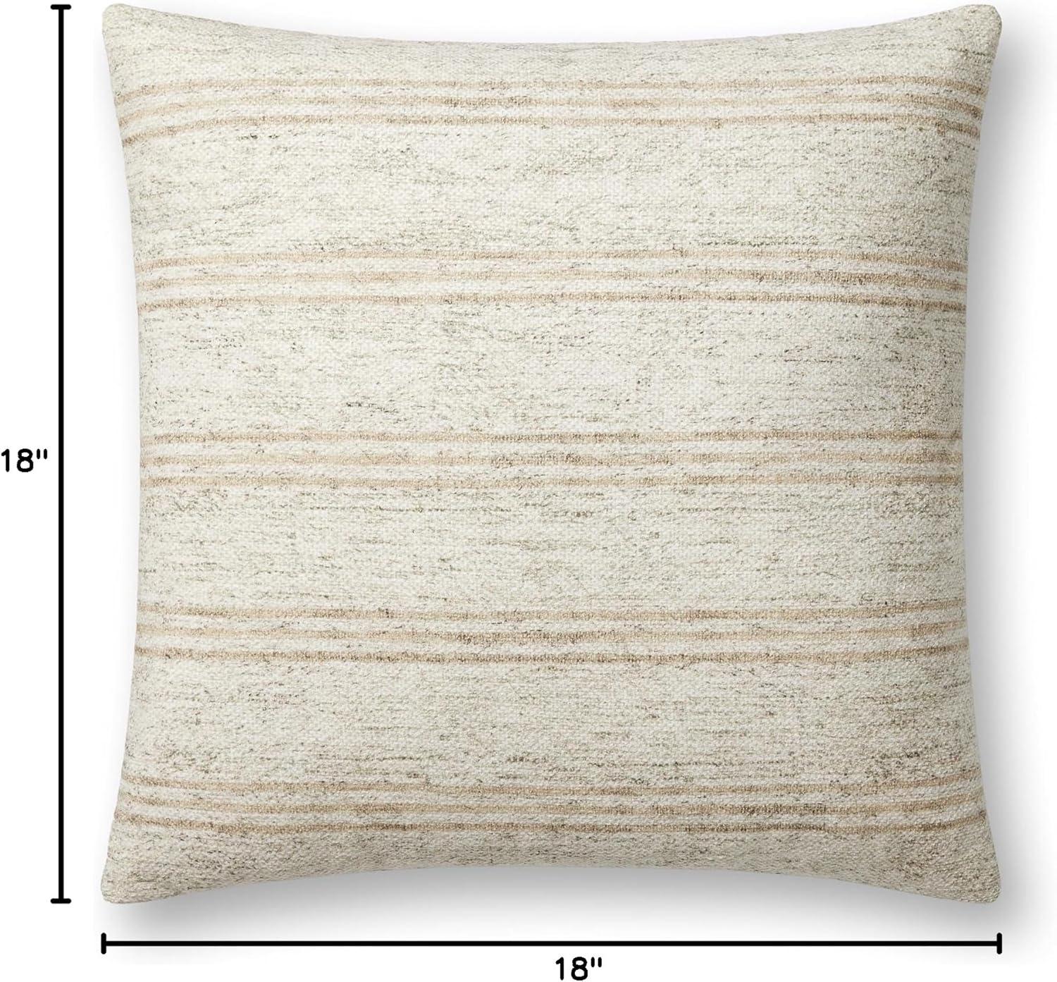 Ivory and Natural Striped 18" Round Pillow Cover