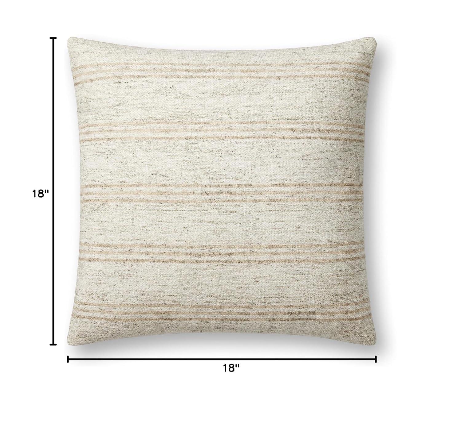 Zephyr Pillow by Amber Lewis x Loloi - Ivory and Natural / 18" x 18" / Down