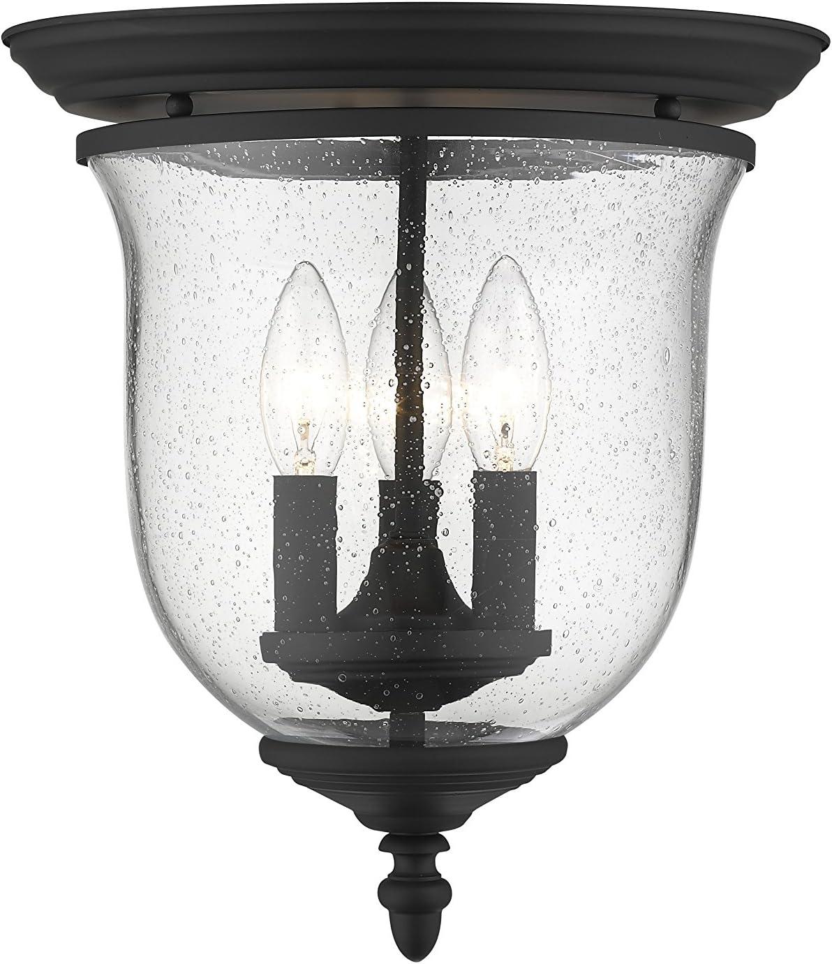 Legacy Seeded Glass 3-Light Nickel Flushmount Ceiling Fixture