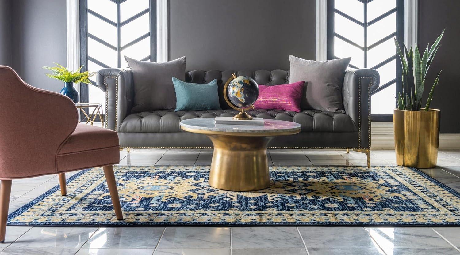 Unique Loom 7' 1 x 10' 0 Navy Blue Taftan Oasis Area Rug