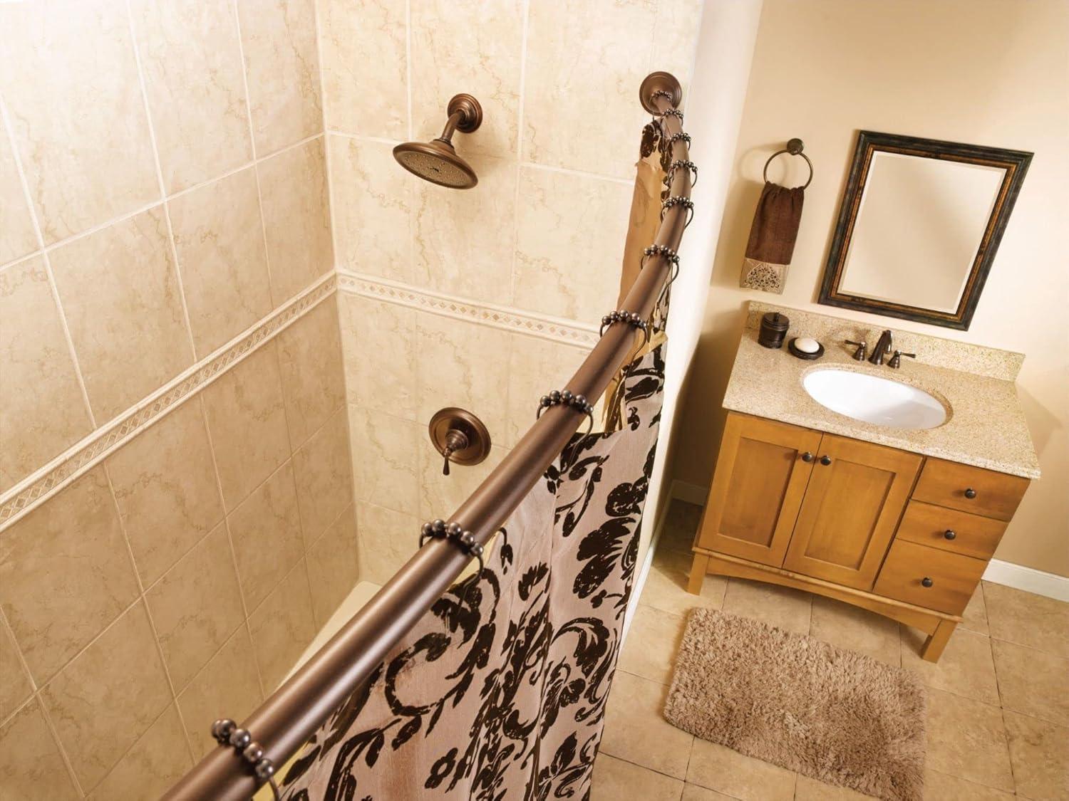 Moen 54-Inch to 72-Inch Adjustable Length Fixed Mount Single Curved Shower Curtain Rod