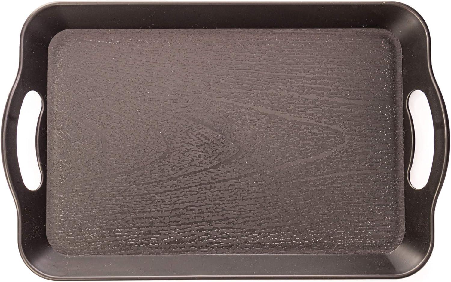 Textured Cafeteria Tray with Handles, Black - Small