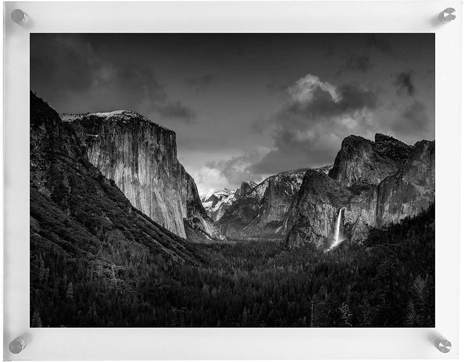 11x14 Floating Acrylic Picture Frame with Chrome Standoff Double Panel Wall Mount Photo Frame for Picture Up to inches (11x14)