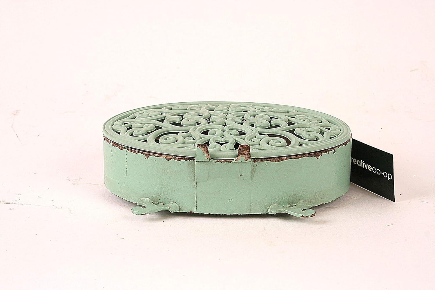 Woven Paths 6.5" x 2" x 6.25" Antique Style Pewter Mantel Clock in Distressed Aqua