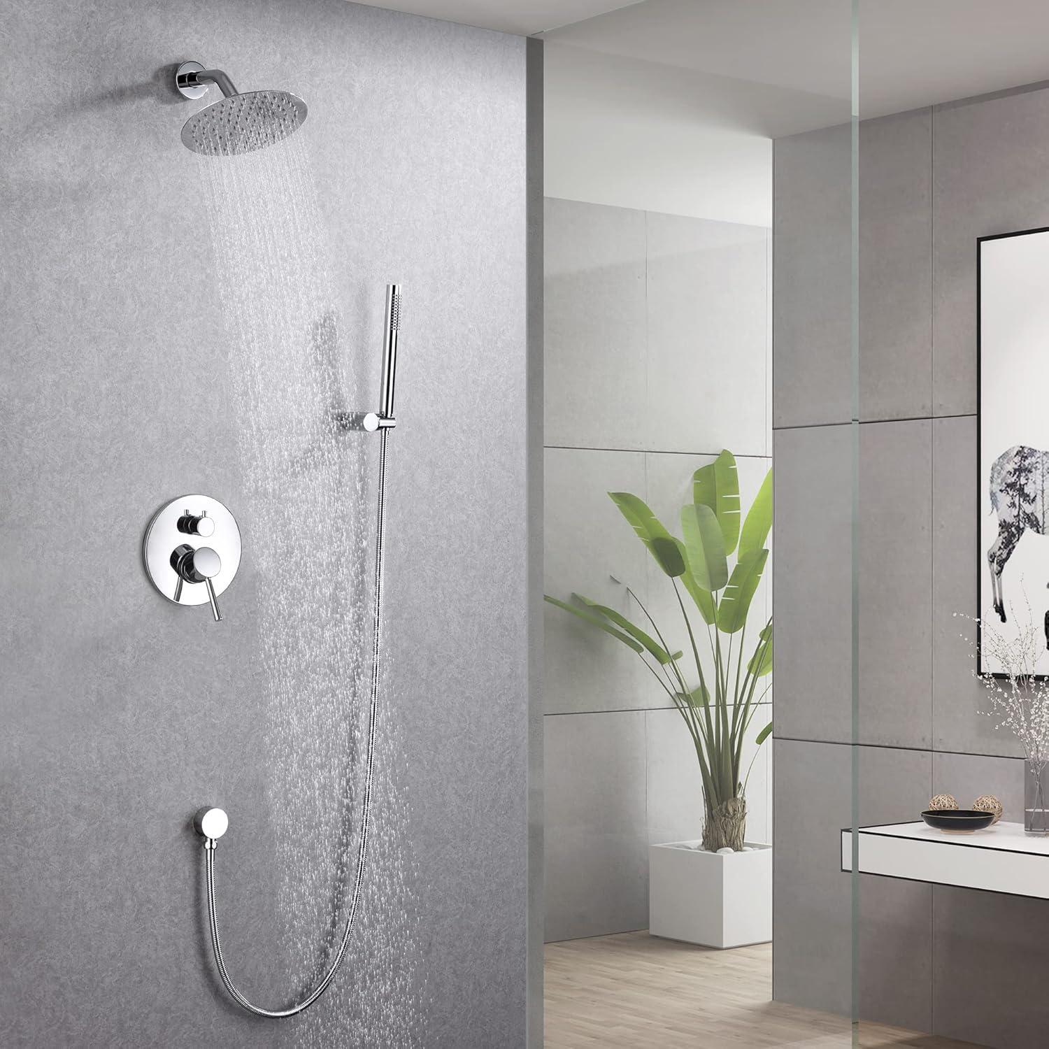 Full Metal Wall Mounted Rain Shower Faucet System, Rough in Valve Included,Chrome Finish