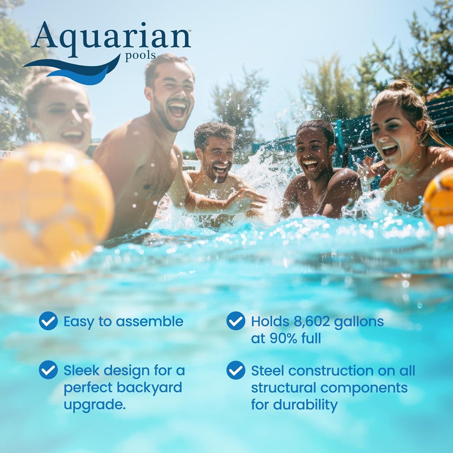 Aquarian Khaki Venetian 24' x 52" Steel Frame DIY 6- to 8-Person Above-Ground Backyard Pool – Pool Only (Accessories Sold Separately)