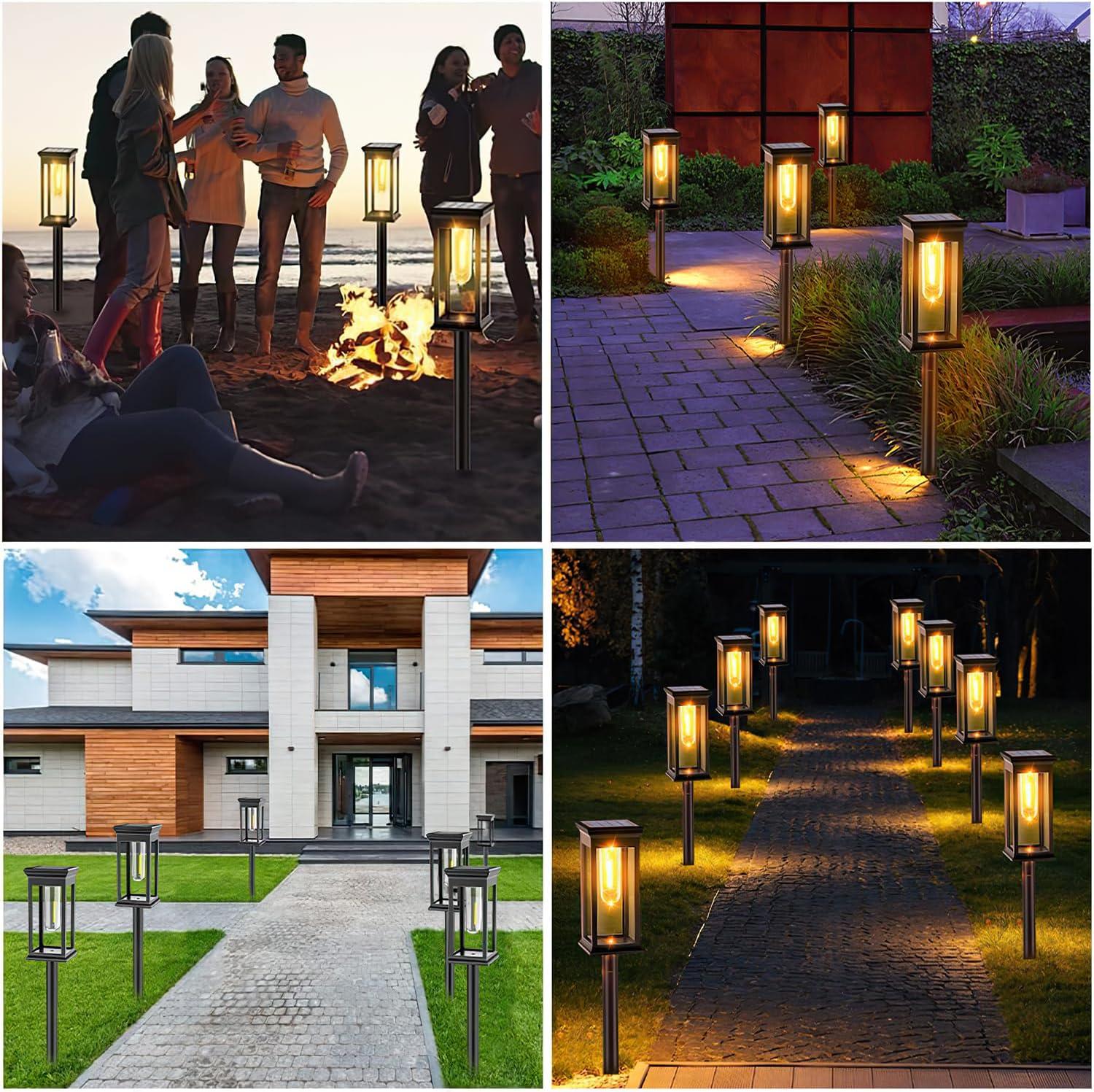 Solar Pathway Lights Outdoor,6 Pack Solar Lights Outdoor Waterproof,Pathway Lights Solar Powered for Garden Walkway Sidewalk Backyard Lawn Yard Decoration(Warm White)