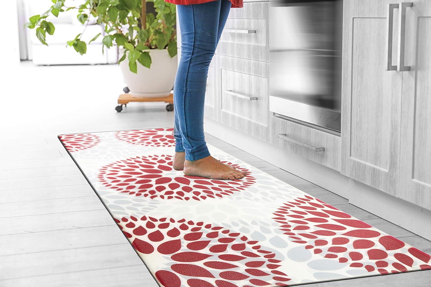 World Rug Gallery Modern Floral Circles Anti Fatigue Standing Mat