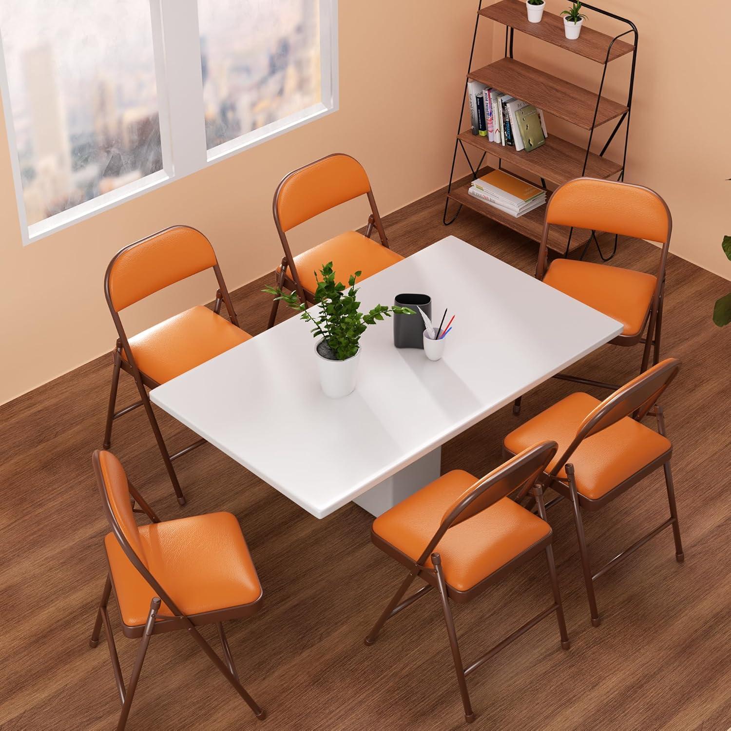 SKOK 4 Pack Padded Folding Chairs with Upholstered Cushion & Back, Padded Seats for Indoor & Outdoor, Portable Stackable Commercial Foldable Chairs with Metal Frame for Events, Wedding Party