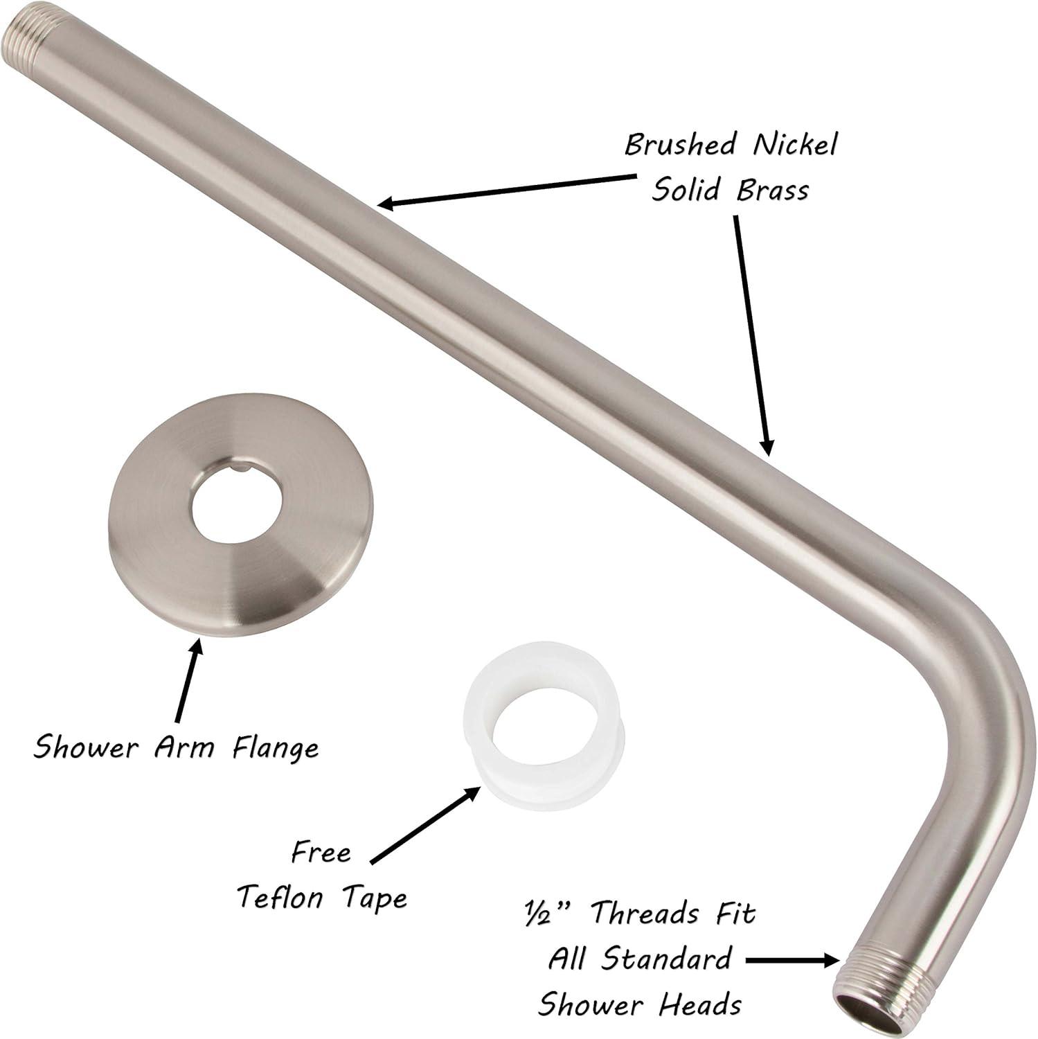 12-Inch Brushed Nickel Stainless Steel Wall-Mounted Shower Arm