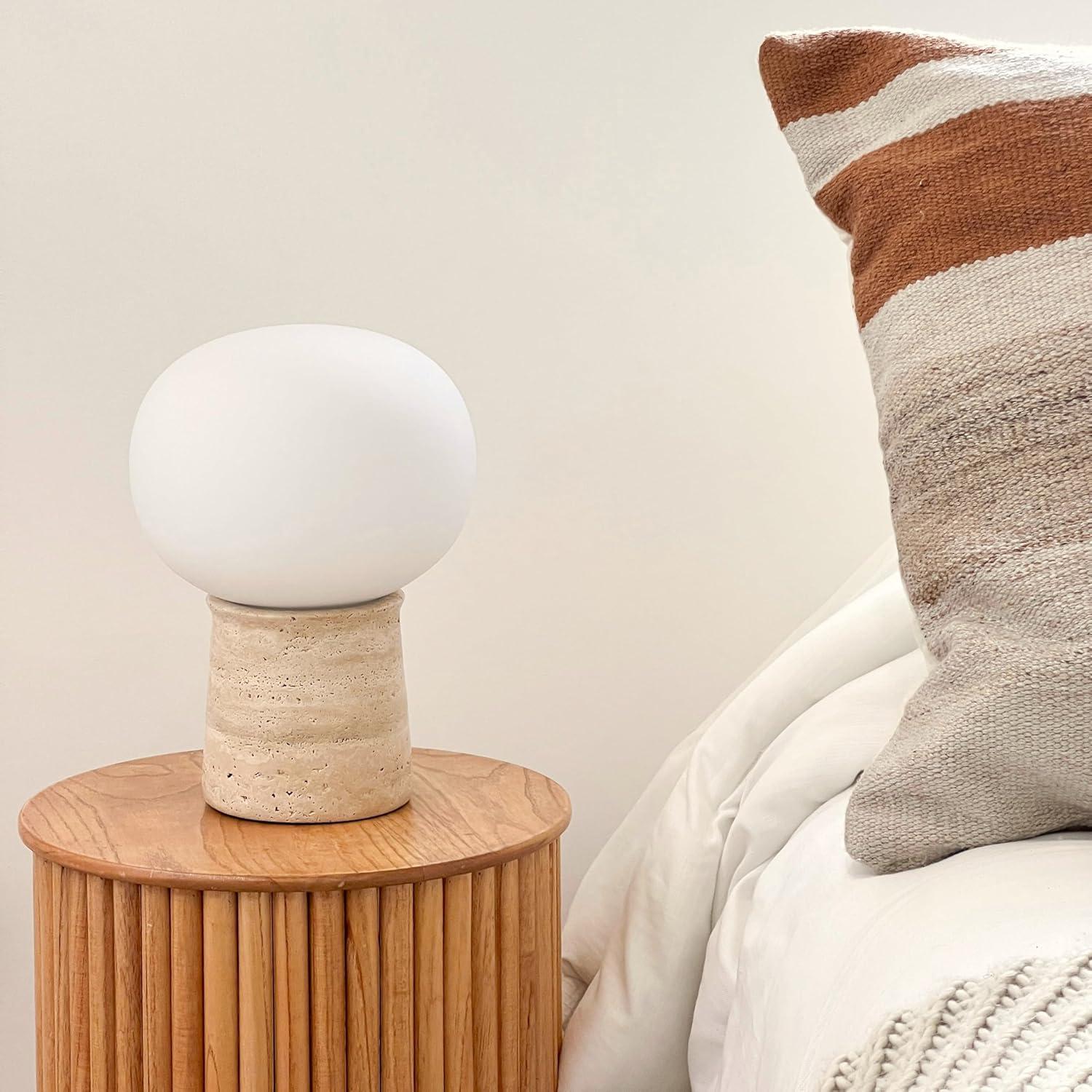 Brightech Neptune 12" LED Table Lamp With Natural Travertine Stone Base | Wayfair