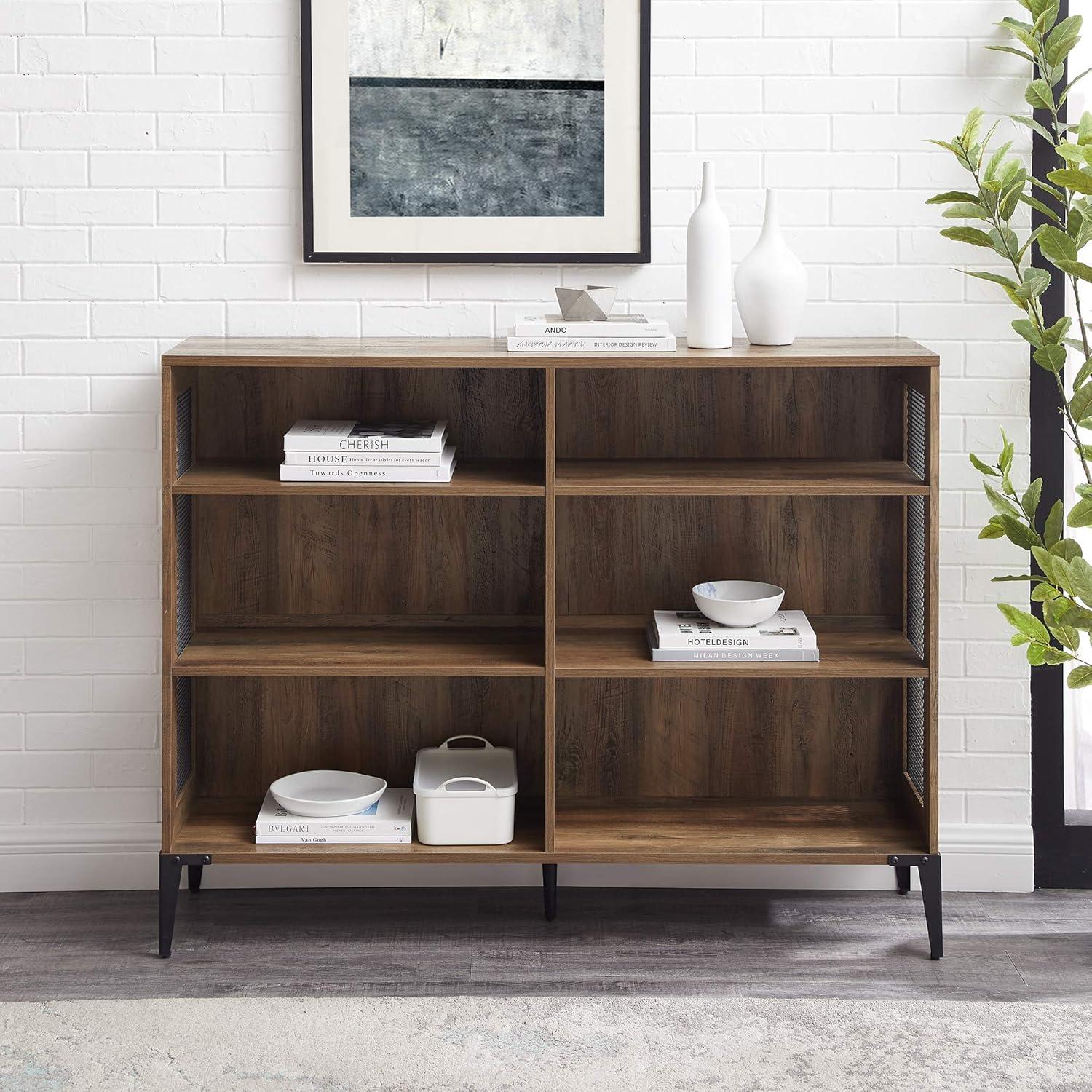 Walker Edison Designs Jeremy 6-Shelf Reclaimed Bookcase, Barnwood