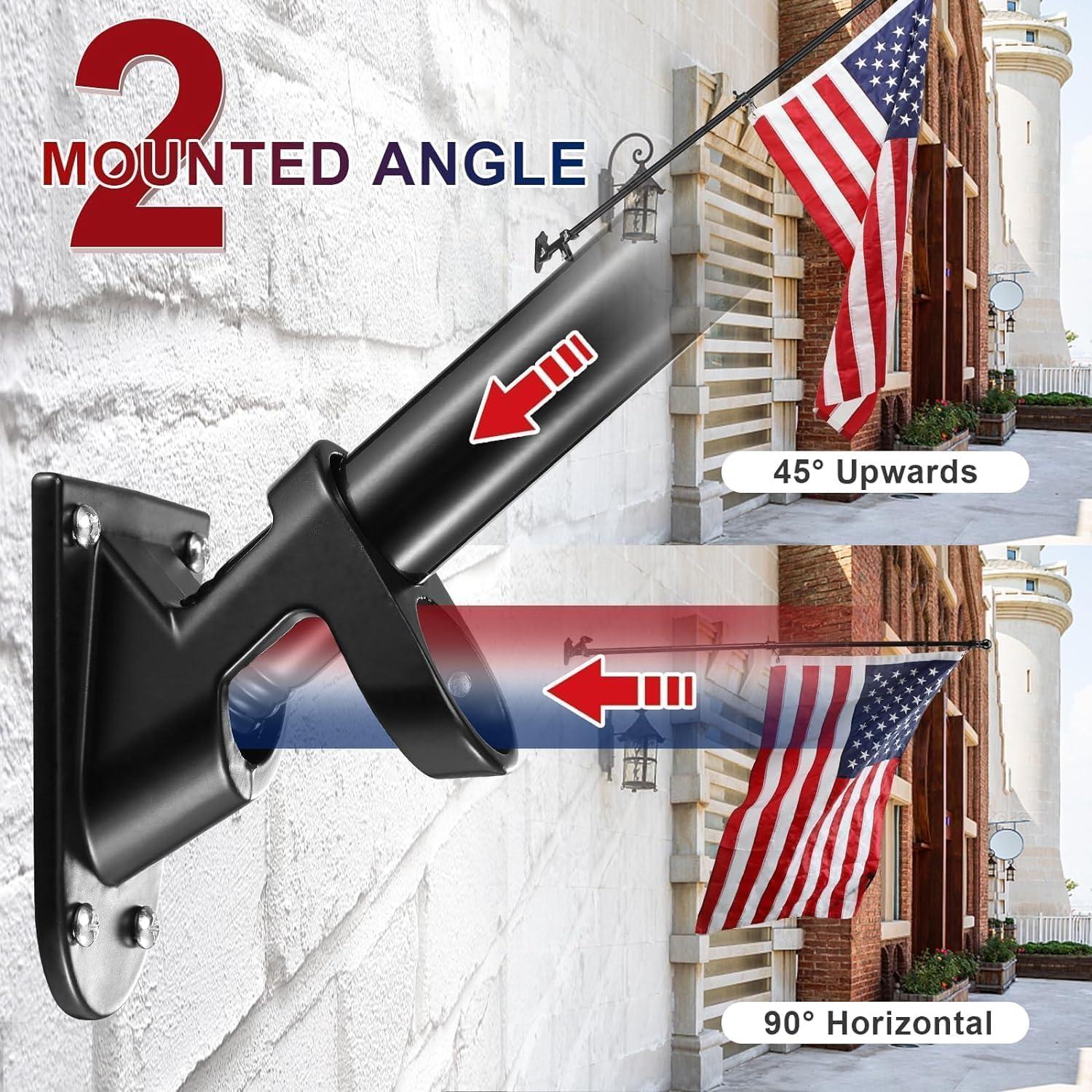 AEASKIEY 5FT Tangle Free Stainless Steel Metal Flag Pole (Black) with 3x5 Embroidered US Flag and Bracket.