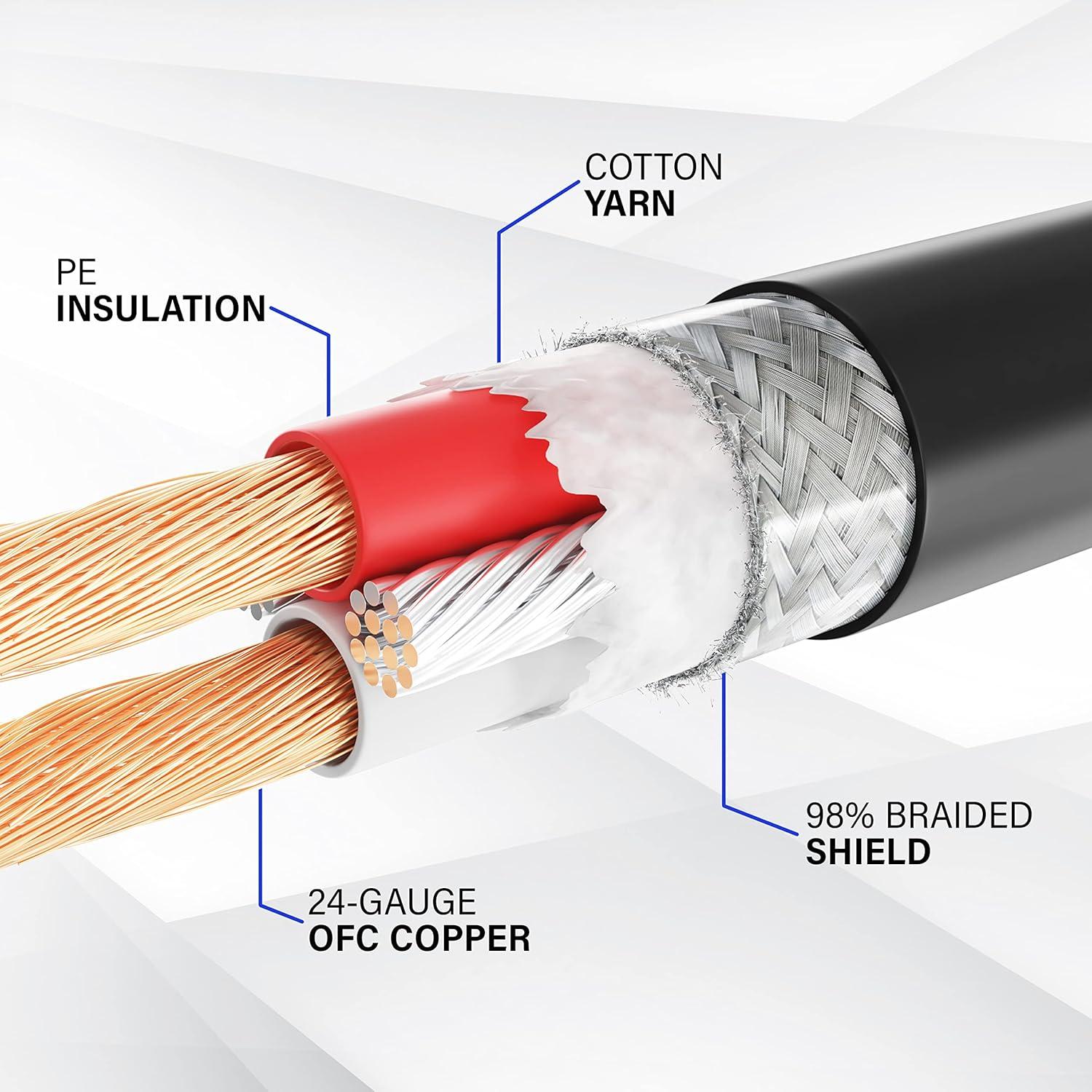 LyxPro Right Angle Male-to-Female XLR Microphone Cable