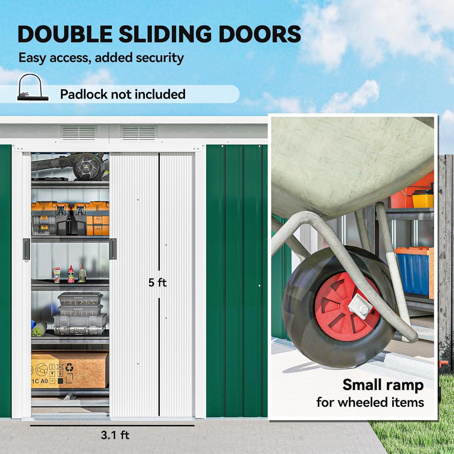 Outsunny Outdoor Lean-To Metal Storage Shed