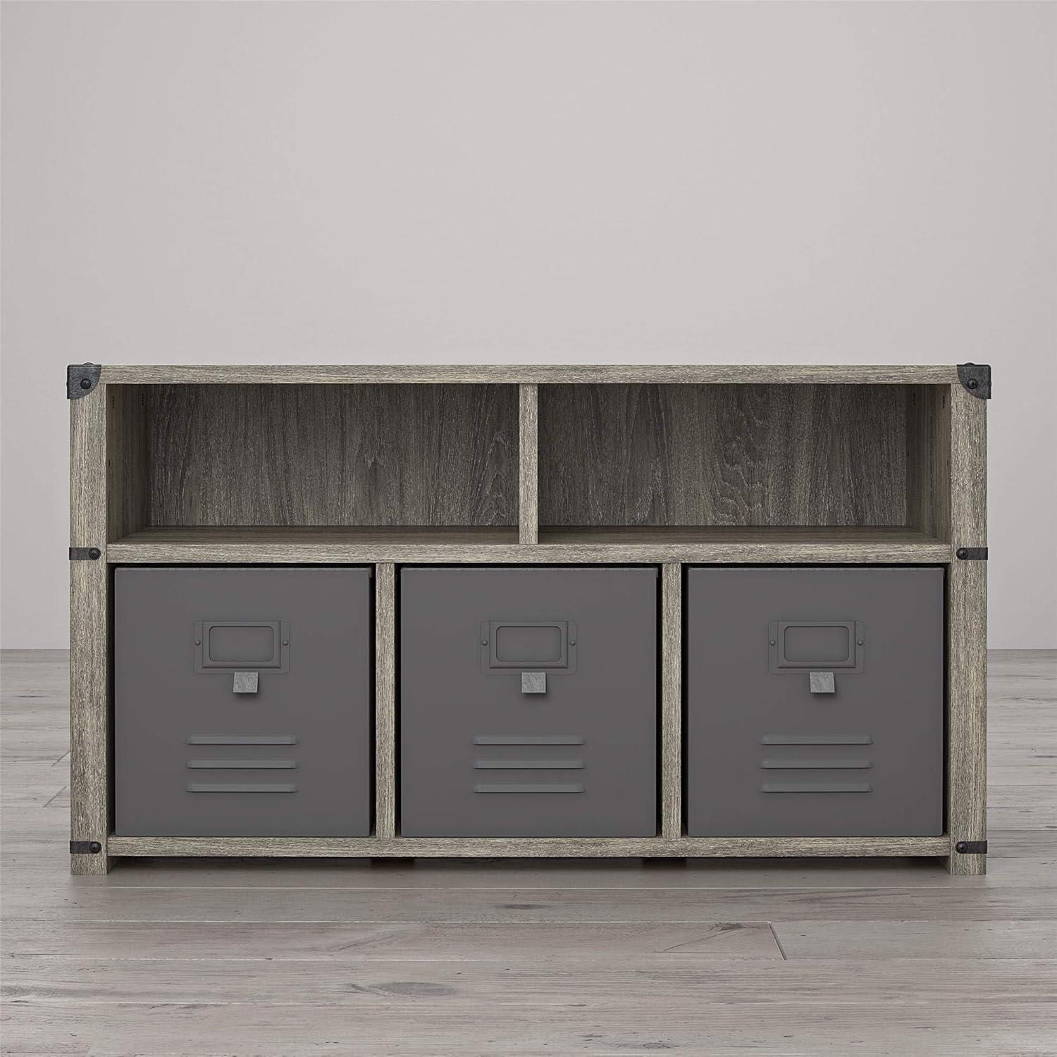 Grey Oak Industrial Nova Bedroom Storage Bench with Metal Accents