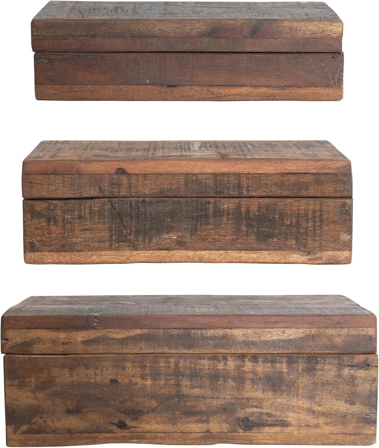 Set of 3 Reclaimed Natural Wood Storage Boxes