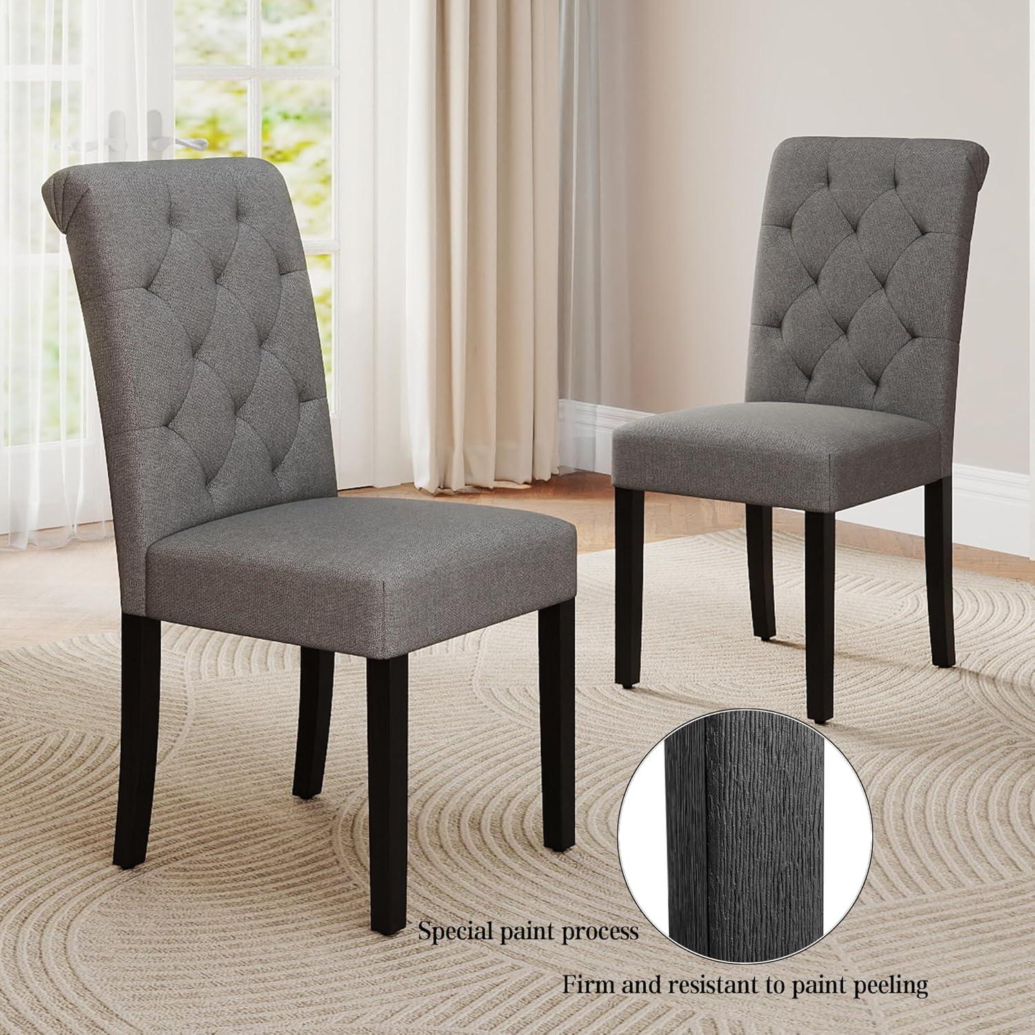Westice Dining Room Chairs Set of 4 Upholstered Fabric Kitchen Chairs Dining Room Side Chair with Nailhead Trim and Rubber Wood Legs for Small Space Apartment, Light Gray