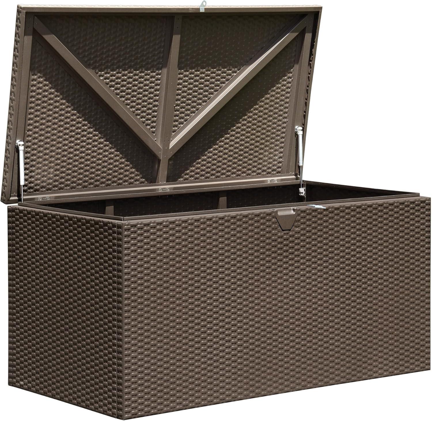 Spacemaker HDG Outdoor Weather-Resistant 134.5 Gallon Metal Deck Box, Espresso