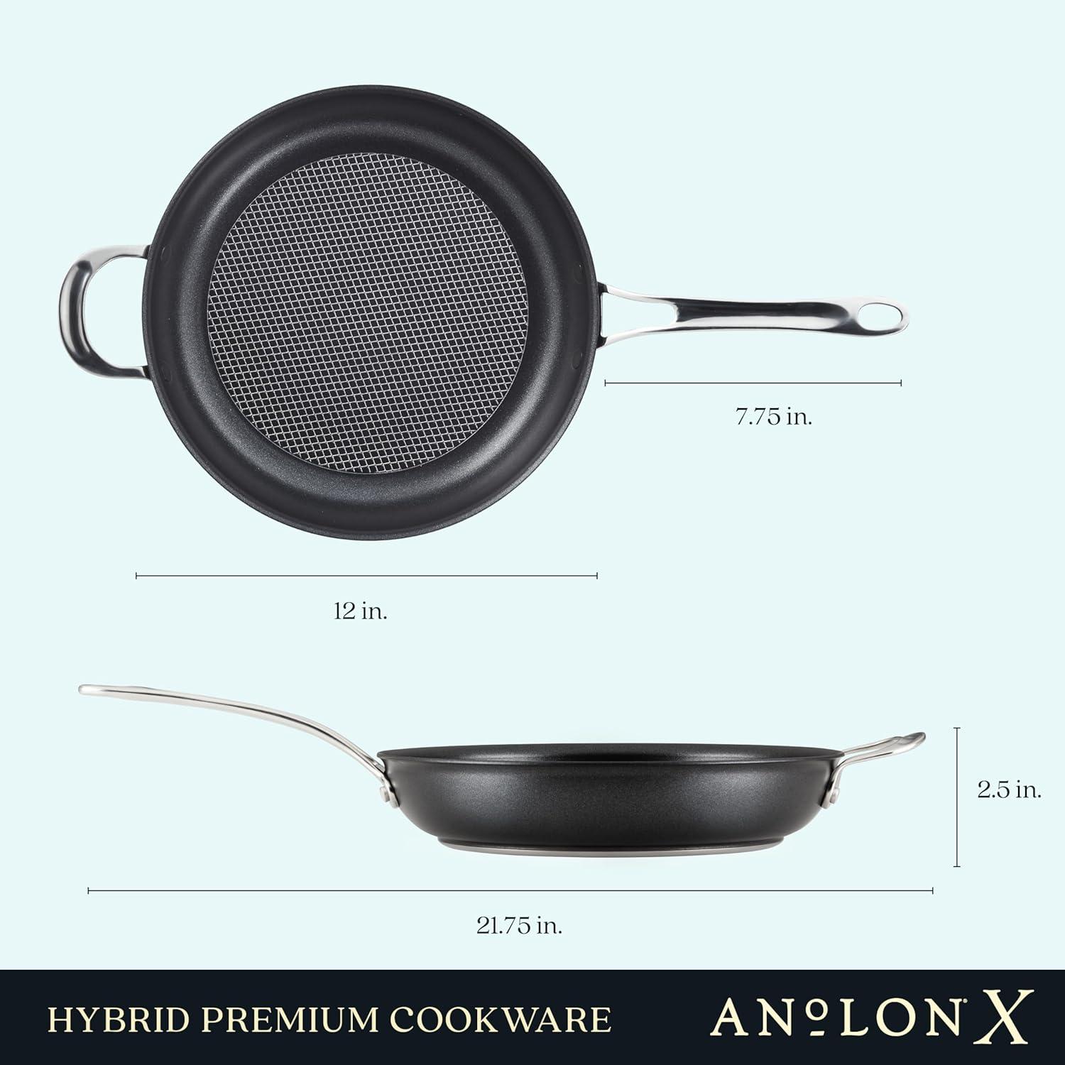 Anolon X Dark Gray 10" and 12" Nonstick Stainless Steel Frying Pan Set