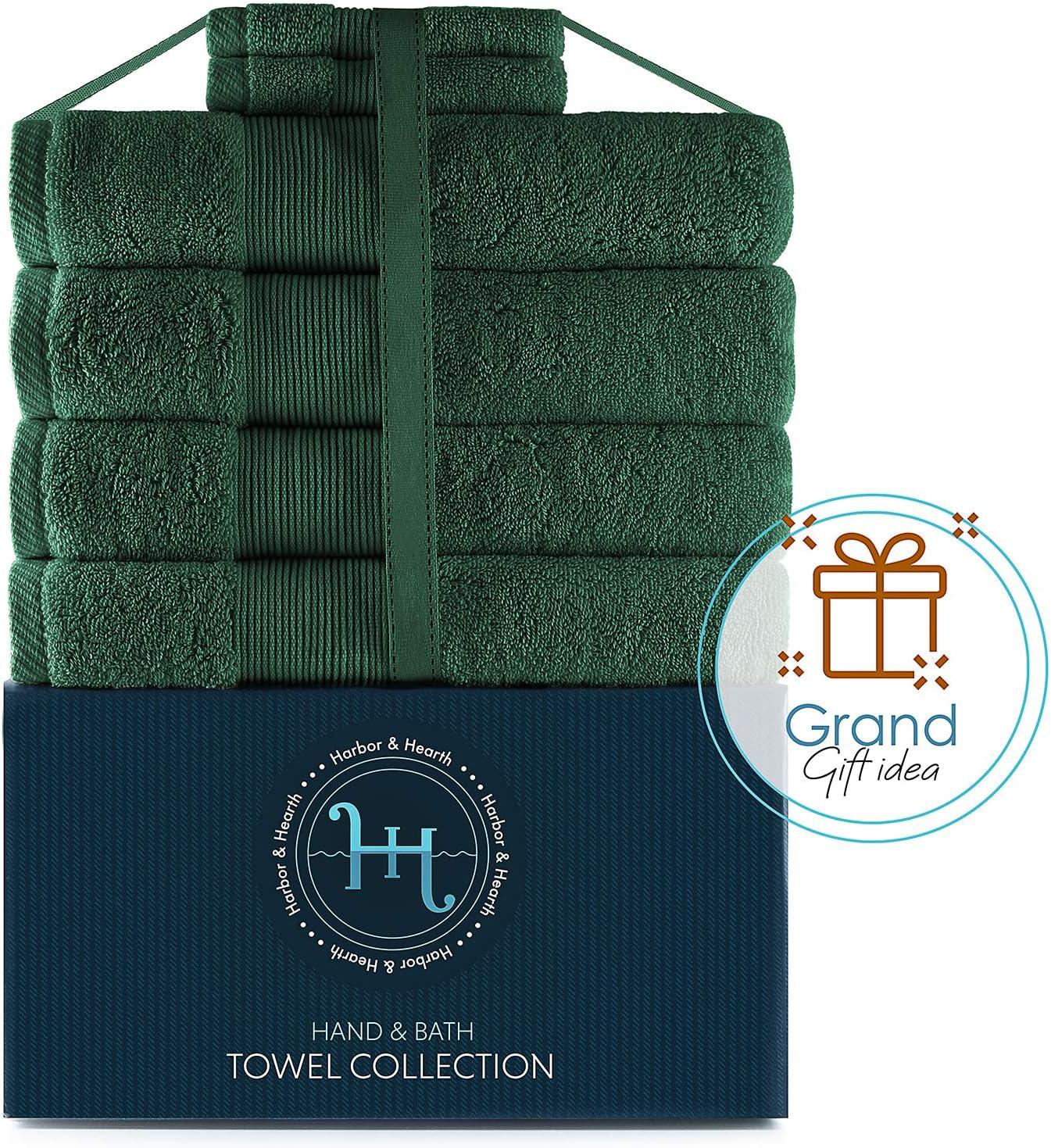Hearth & Harbor Bath Towels for Bathroom, Ultra Soft & Highly Absorbent 6 Piece Bath Towel Set - Hunter Green