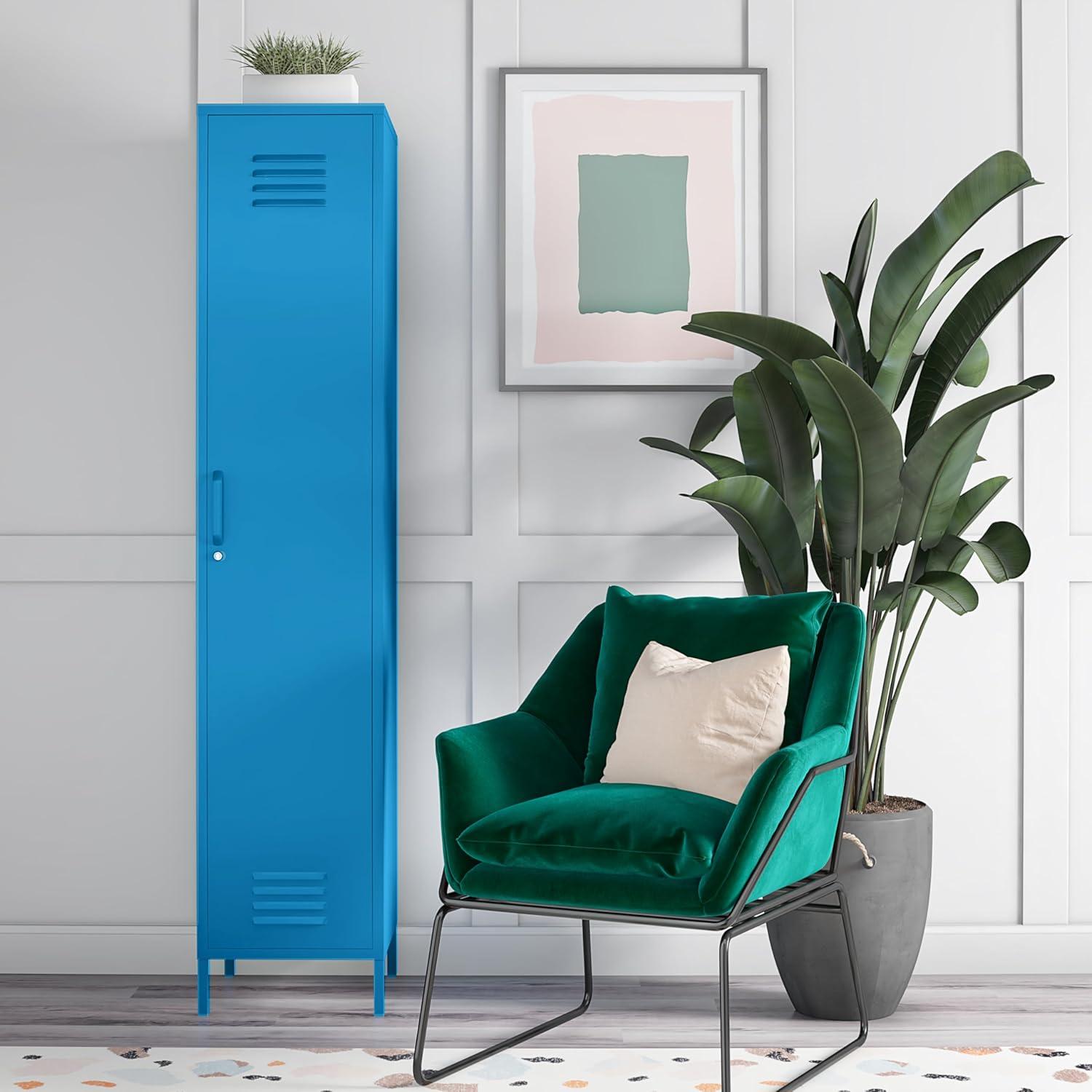 Blue Metal Locker Storage Cabinet with Adjustable Shelving