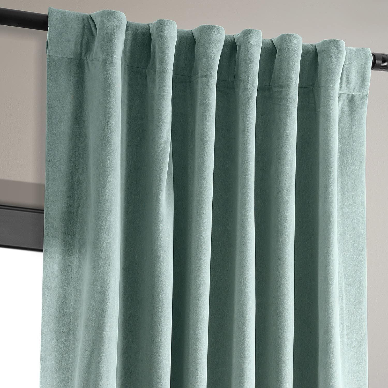 Half Price Drapes Signature Skylark Blue Velvet Blackout Curtains For Bedroom(1 Panel), 50WX 120L