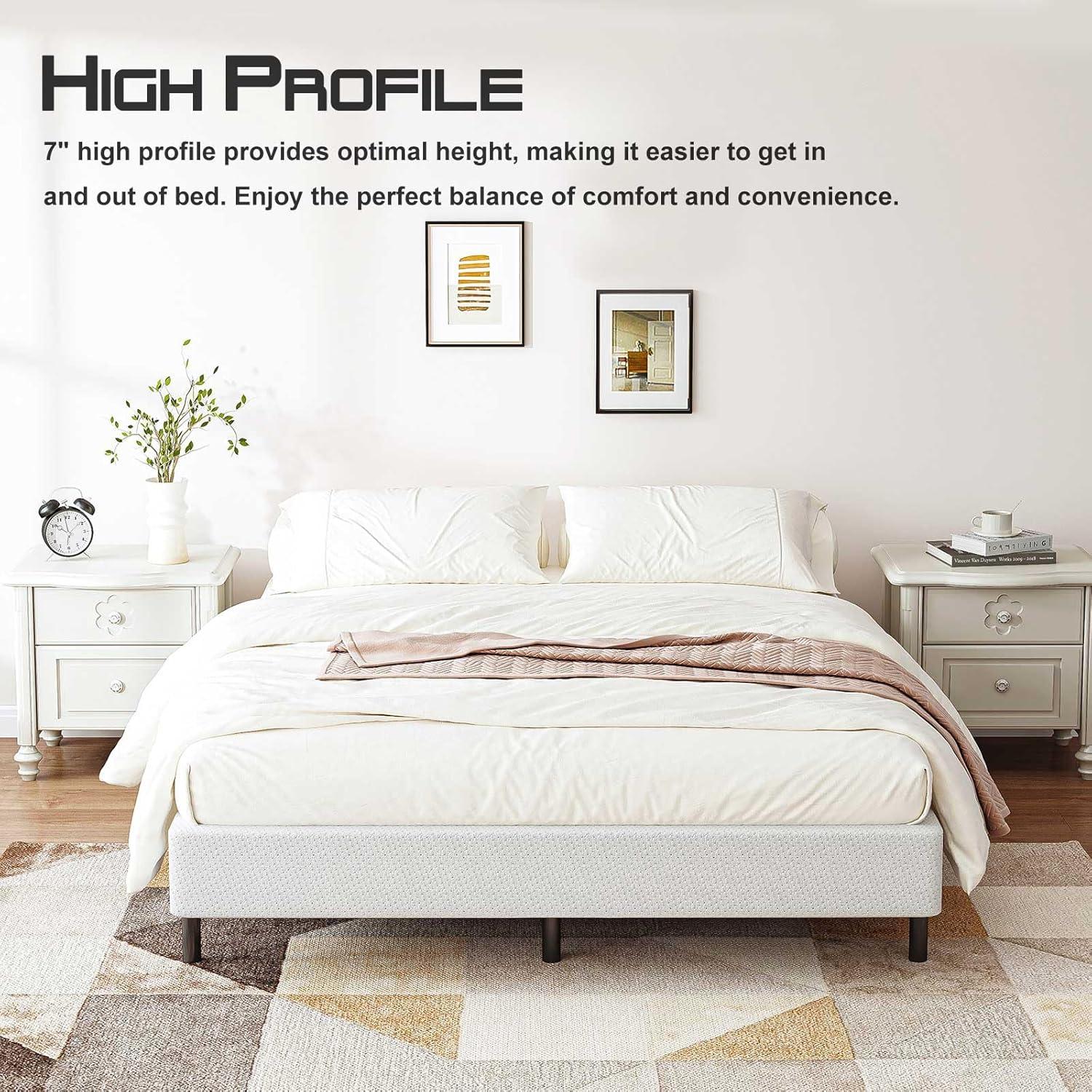 7 in. H Twin Box Spring, Heavy-Duty Metal Structure with Fabric Cover, Easy Assembly, Mattress Foundation