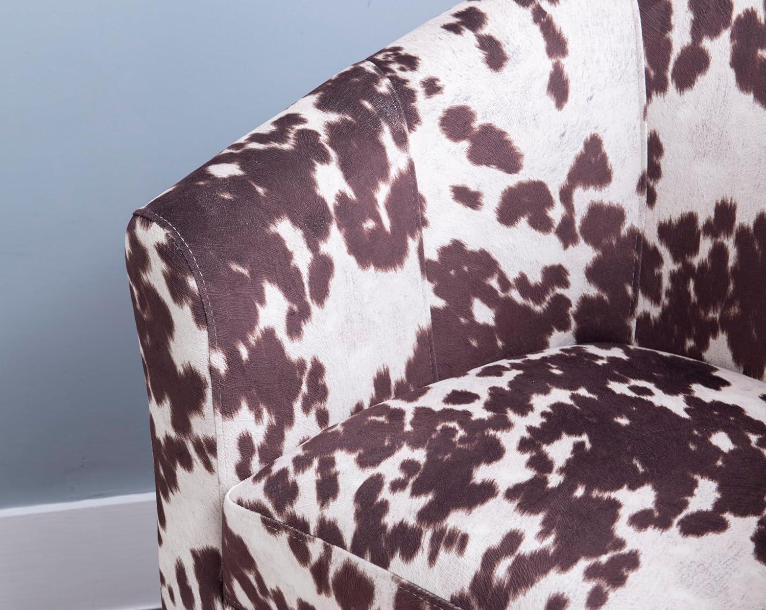 Simon Modern Barrel Club Chair: Udder Madness Pattern, Microfiber - Linon