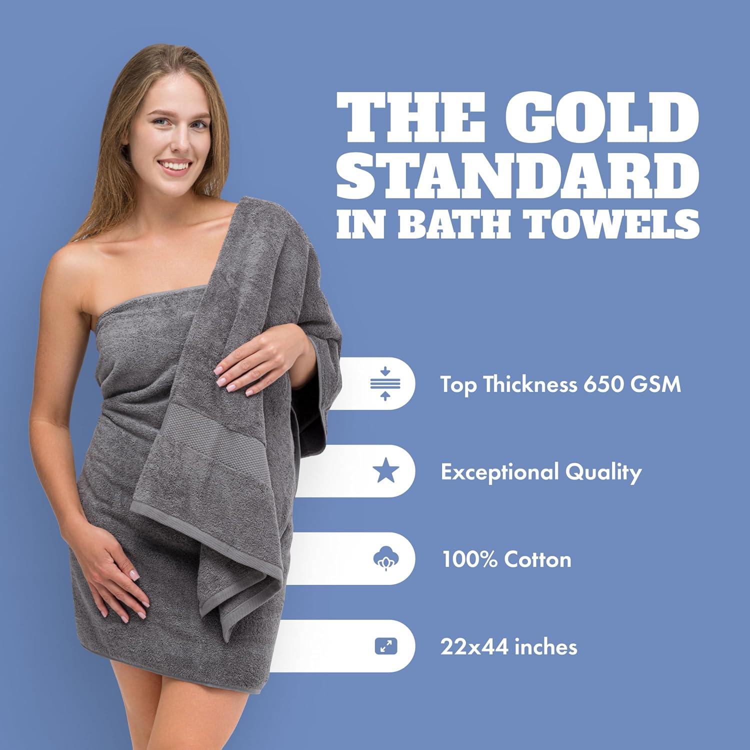 White Classic Juego de Toallas de Baño Pequeñas, Paquete de 6 Toallas de Gimnasio de 22 x 44, Toallas de Baño Finas y Ligeras 100% Algodón para Piscina, Spa, Salón, Juego de 6 Pzas para Uso Doméstico y Profesional, Gris