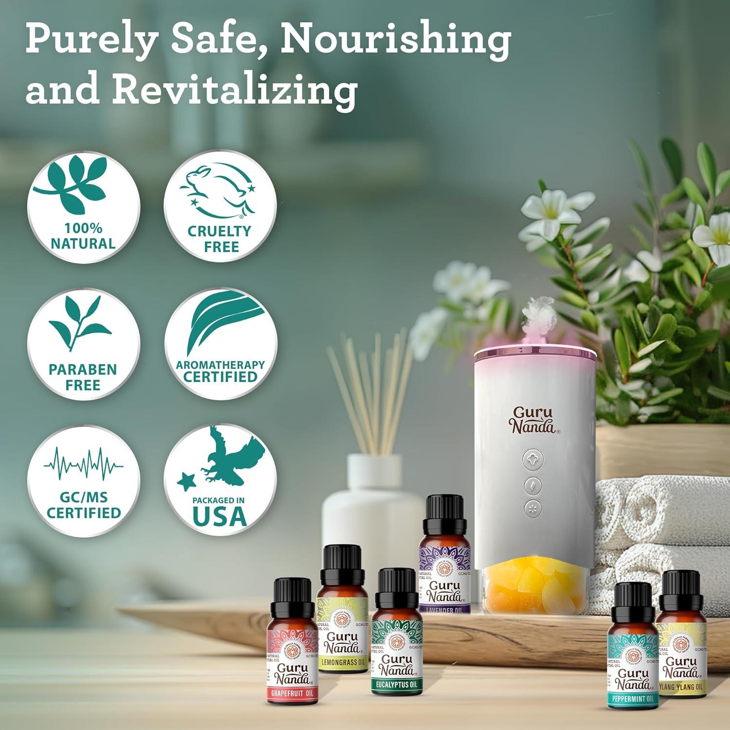 GuruNanda 100% Pure Essential Oils - Aromatherapy Singles - Variety of Scents - Set of 6