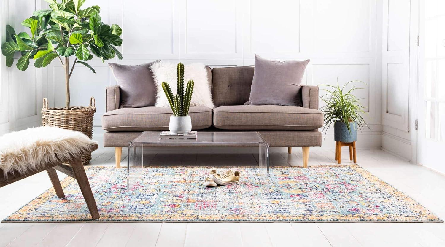 Unique Loom Monterey Collection Area Rug - Adobe (8'  x 10' Rectangle Blue/Beige)