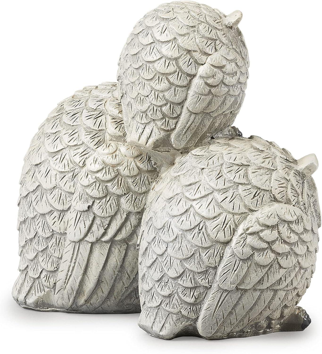 Gray Resin Stacked Owl Garden Statue