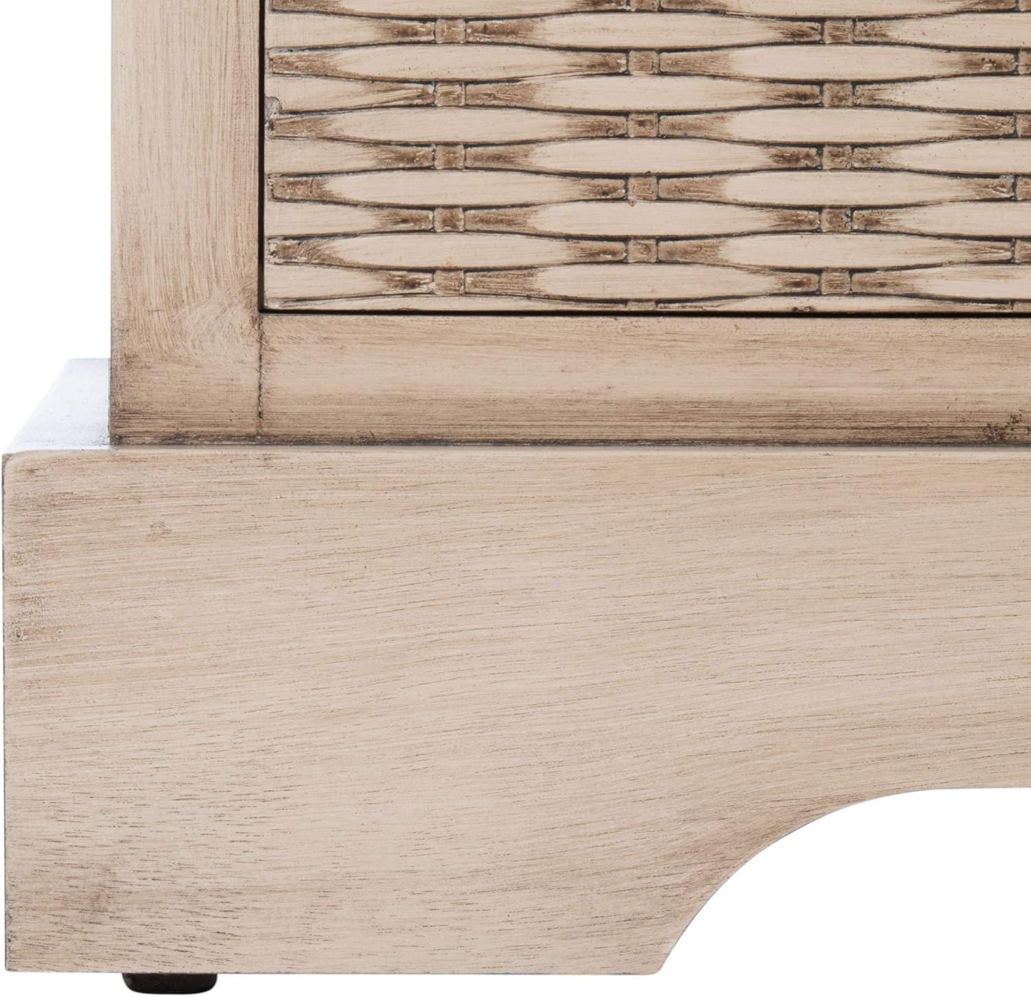 Landers Sand Cushioned Storage Bench with Dual Basket Drawers