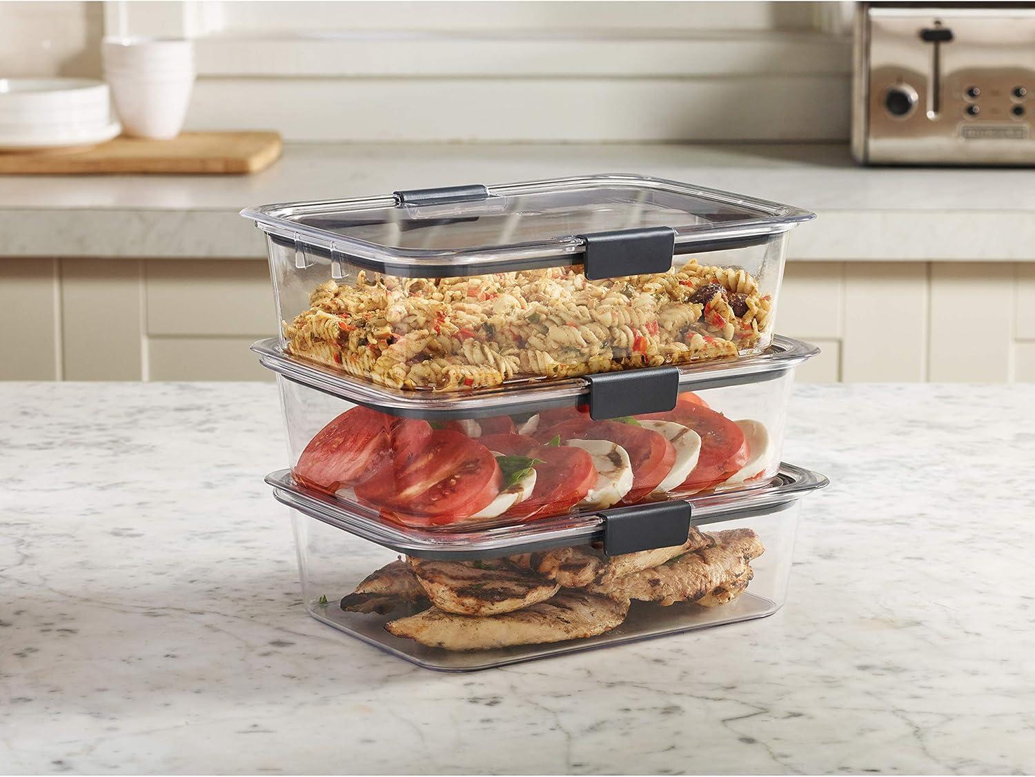 Rubbermaid 6013375 Brilliance Clear Food Container & Lid, Pack of 3