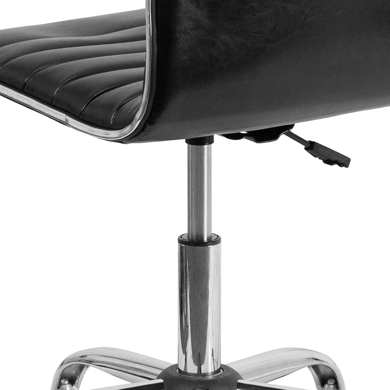 Alan Low Back Armless Black Vinyl Swivel Task Chair with Chrome Base