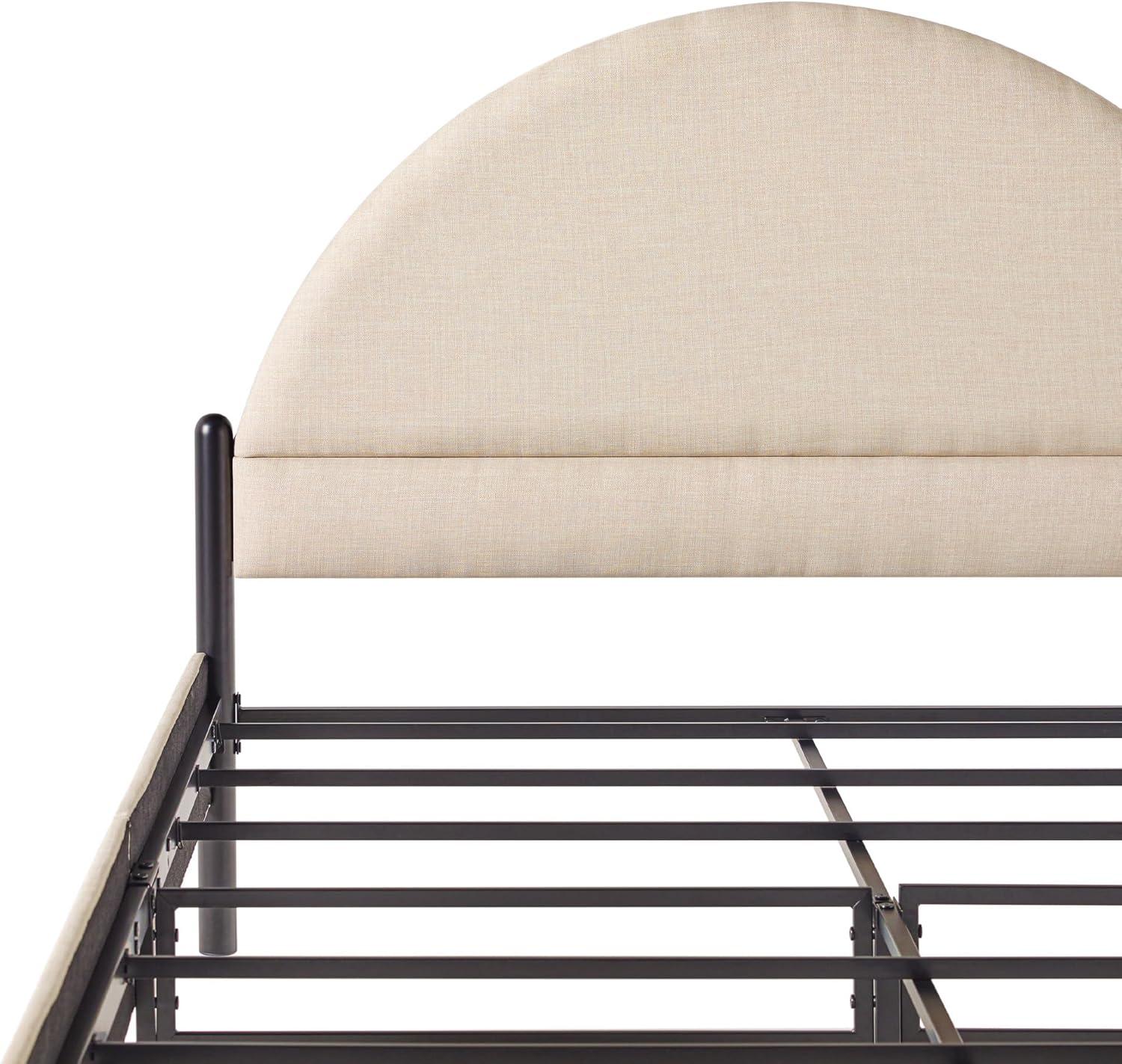 Walker Edison Modern Metal and Upholstery Queen-Size Bedframe, Oatmeal