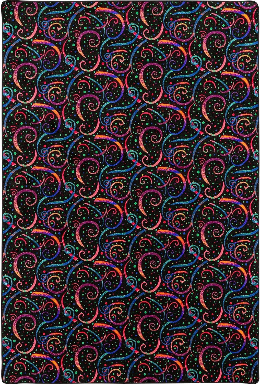 Home Floor Decorative Premium Nylon Fiber Neon Lights Dynamo 12' X 6' Area Rug - Fluorescent