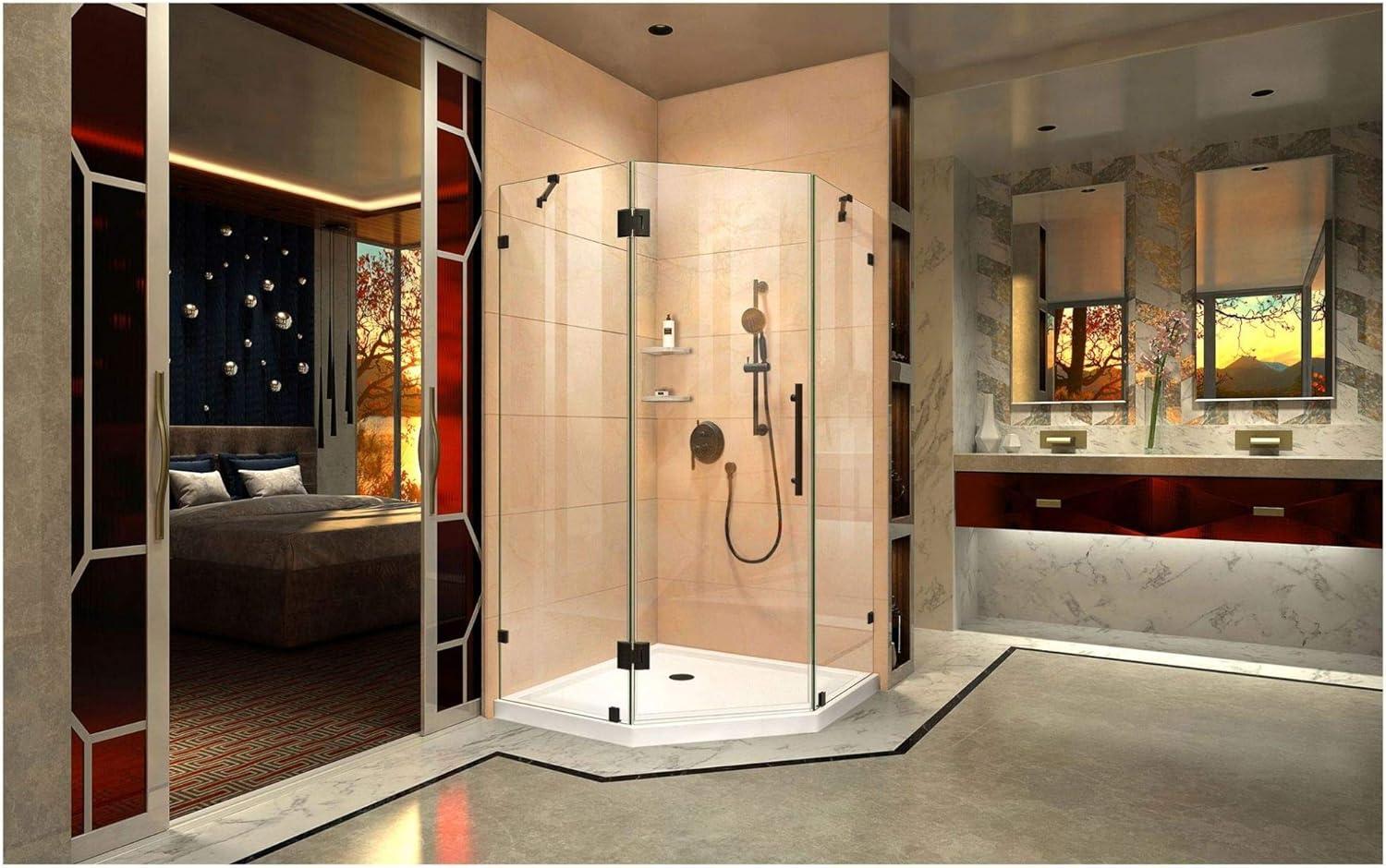 Prism Lux 40" Frameless Neo-Angle Hinged Shower Enclosure