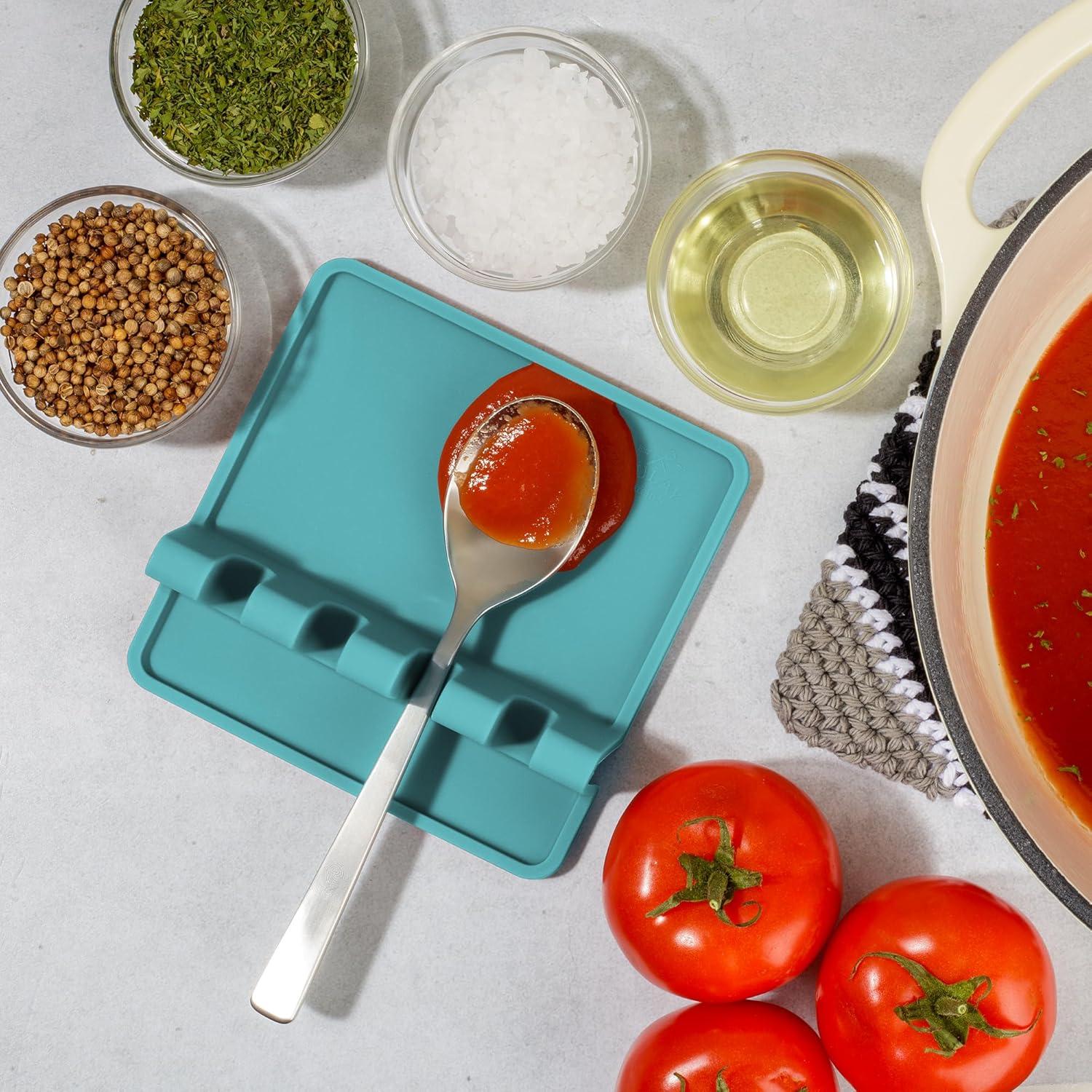 Zulay Silicone Utensil Rest with Drip Pad for Multiple Utensils BPA-Free Stove Top - Gray