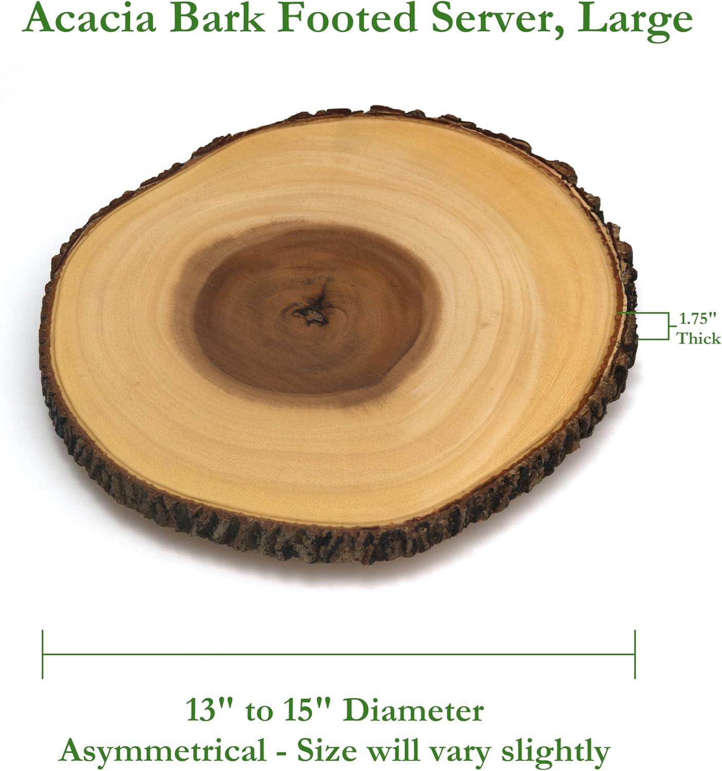 Lipper International 13-15in Acacia Tree Bark Footed Server