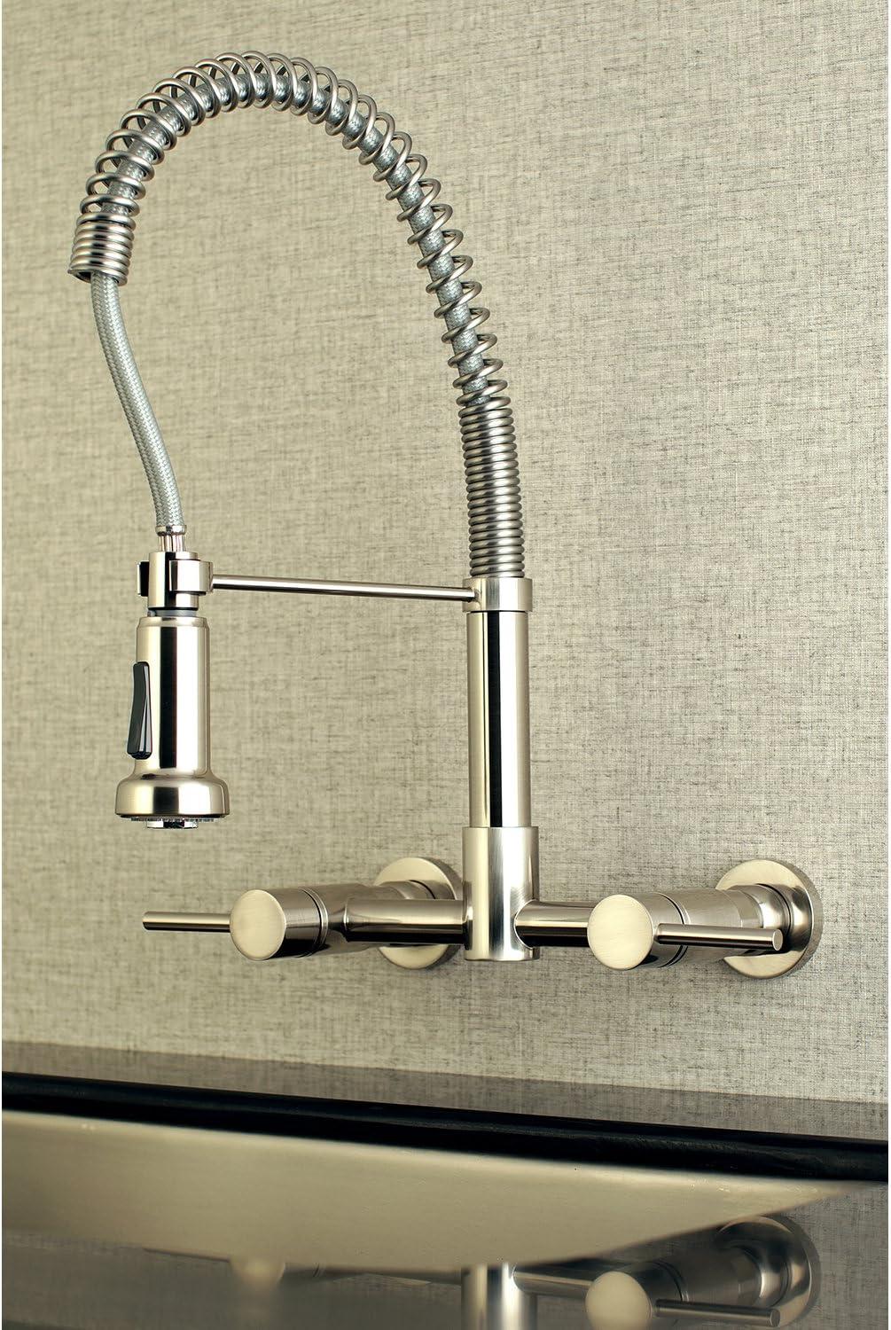 Concord Modern Brushed Nickel Wall Mount Pull-Down Kitchen Faucet