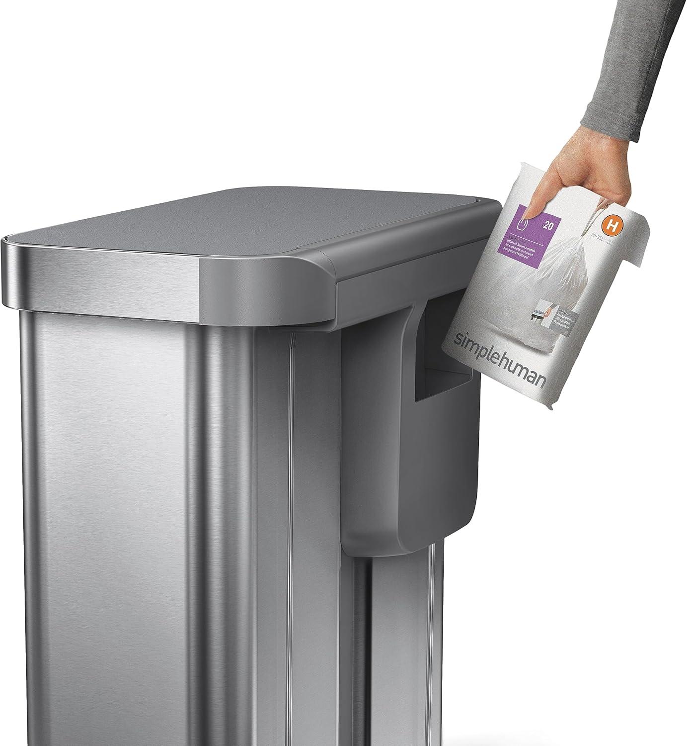 Simplehuman 58L / 15.3 Gallon Hands-Free Dual Compartment Recycling Kitchen Step Trash Can with Lid