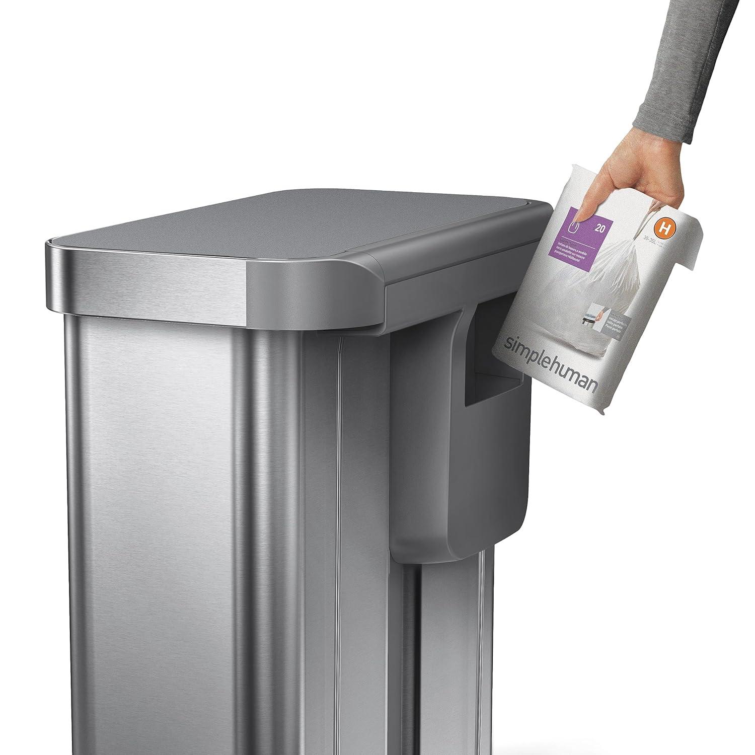 Simplehuman 58L / 15.3 Gallon Hands-Free Dual Compartment Recycling Kitchen Step Trash Can with Lid