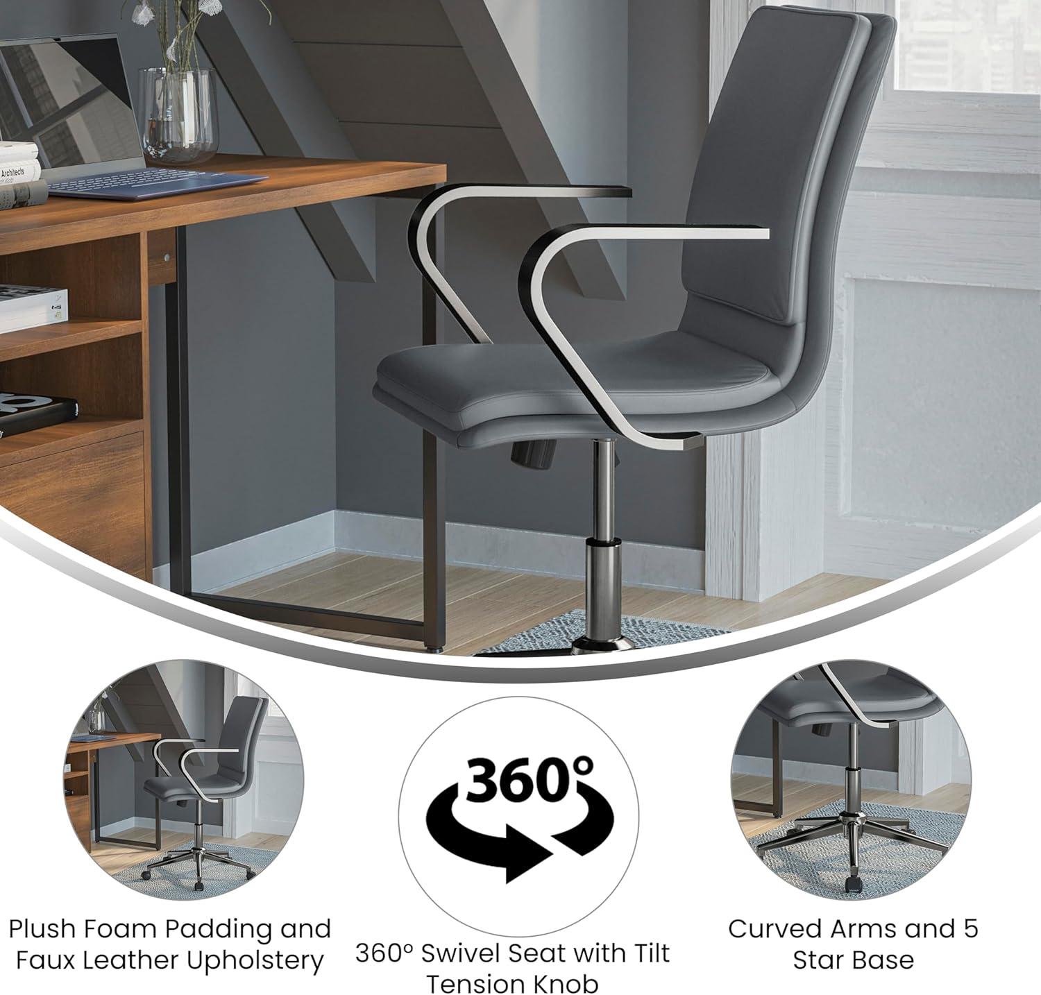 Flash Furniture Mid-Back Designer Upholstered Swivel Executive Office Chair with Armrests