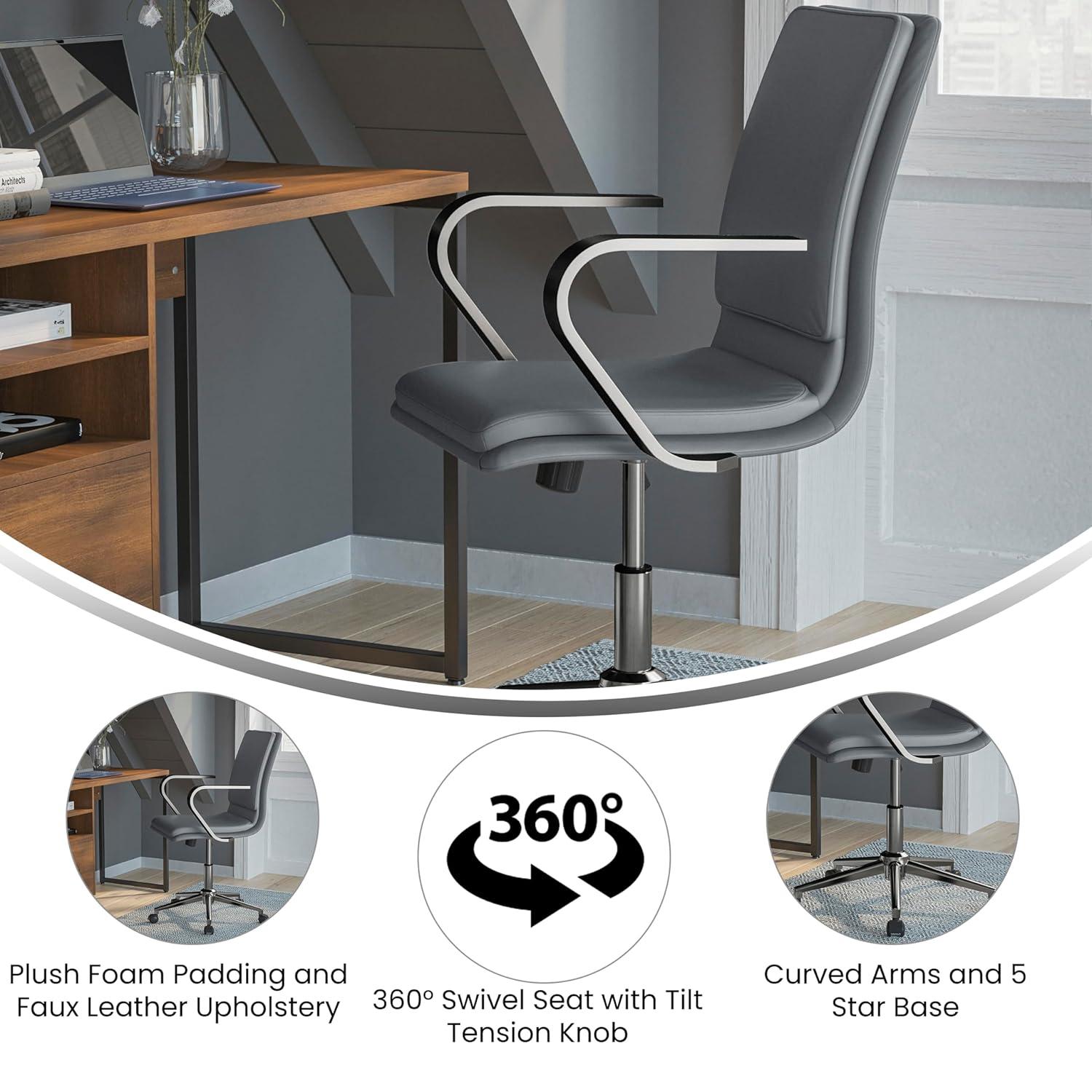 Flash Furniture Mid-Back Designer Upholstered Swivel Executive Office Chair with Armrests
