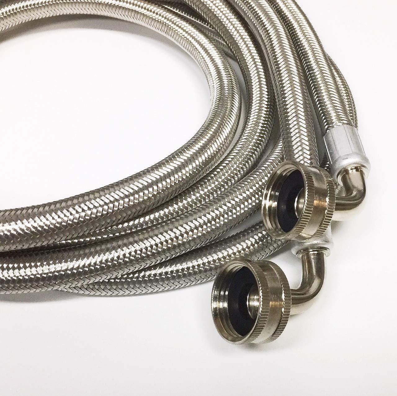 4 Foot Washing Machine Braided Stainless Steel Water Supply Hoses, 2 Pack, PM14X10005