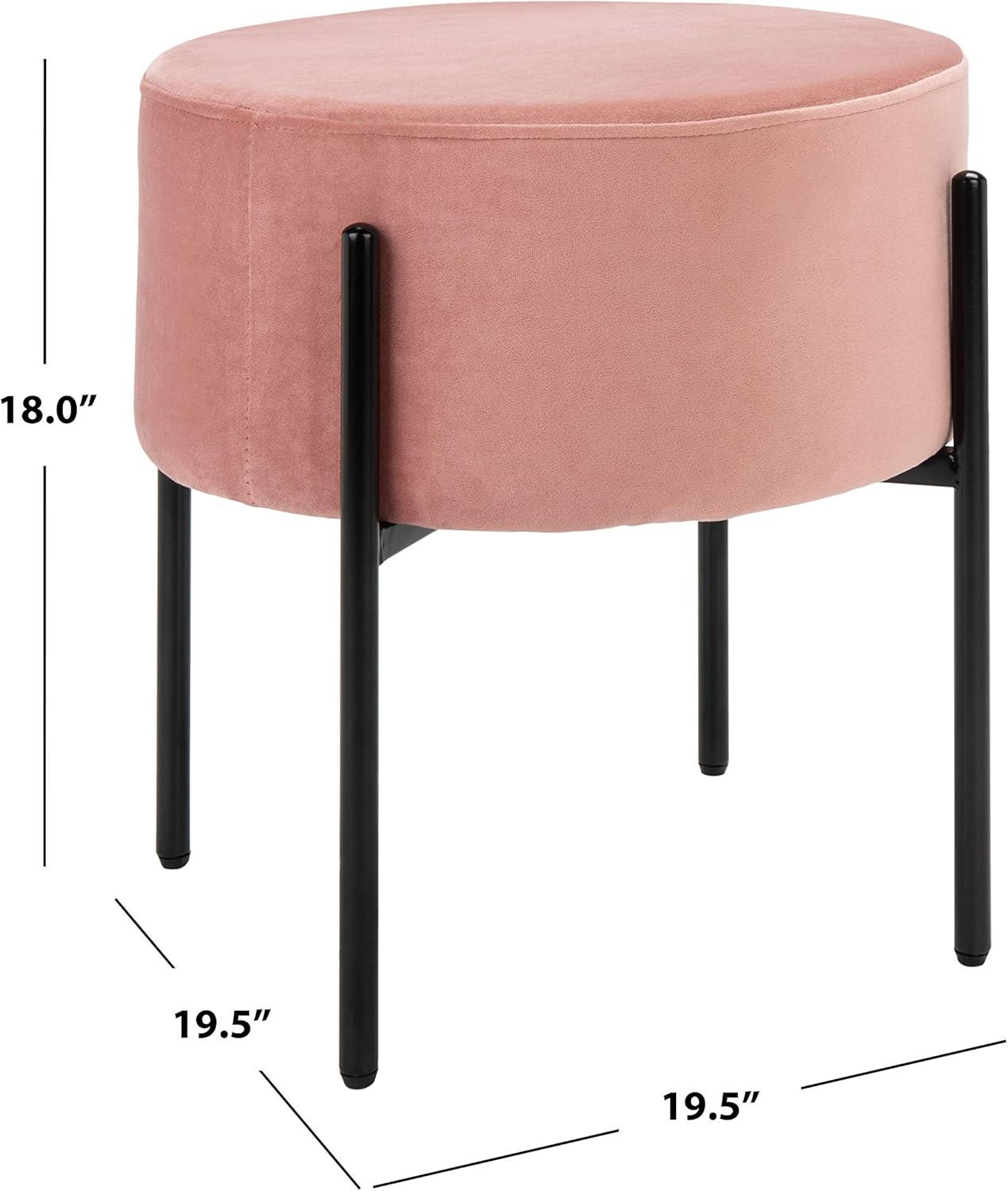 Lisbon Round Ottoman - Dusty Rose/Black - Safavieh