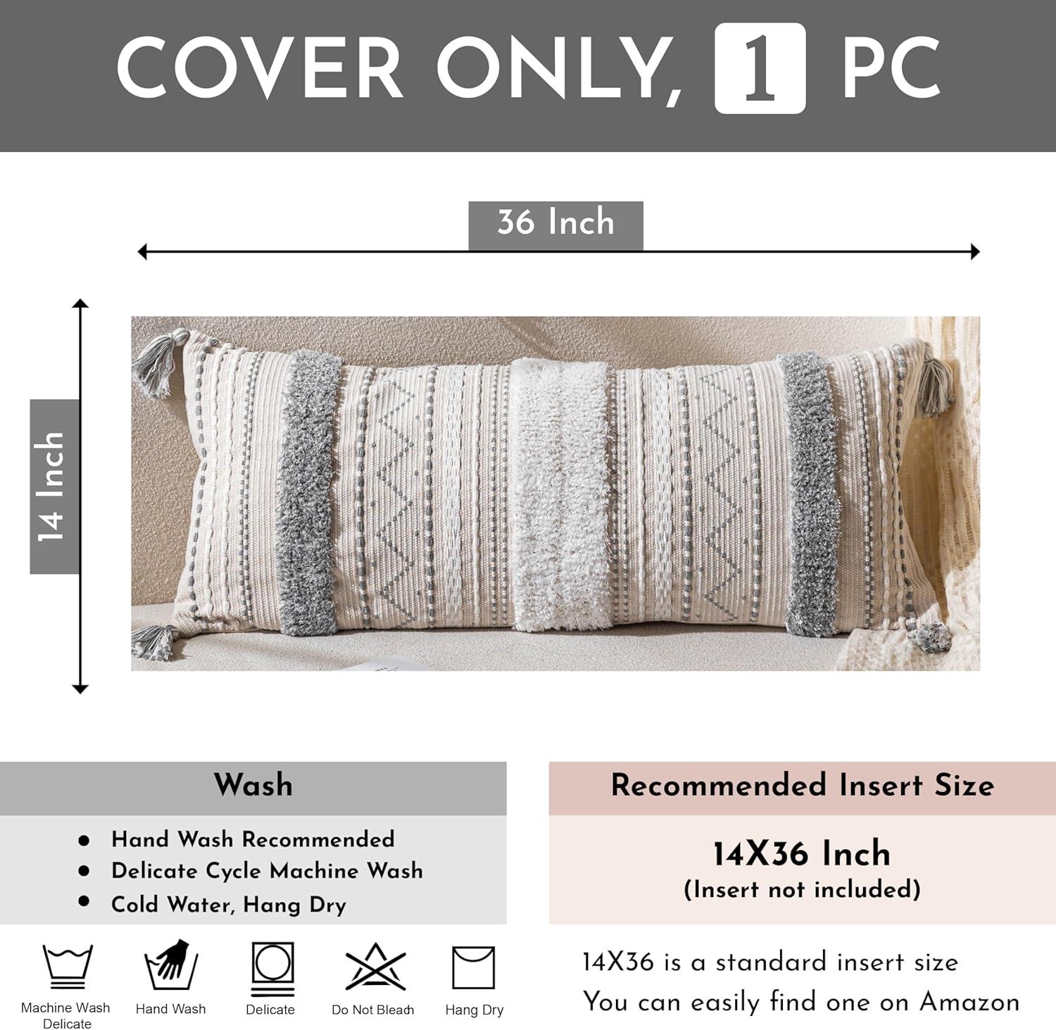 POFIMP 14X36 Rectangle Bohemian Style Pillow Cover For Sofa Living Room Decoration (1 Pack)